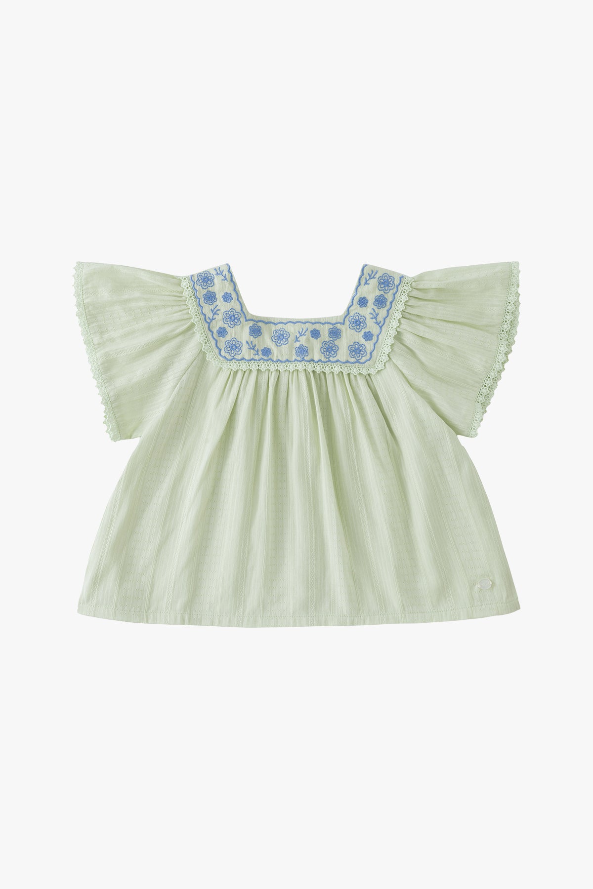 wirrawirra organic cotton newborn clothes jacquard top pale green 24 Midsummer Blouses Girls New Arrivals Shirts