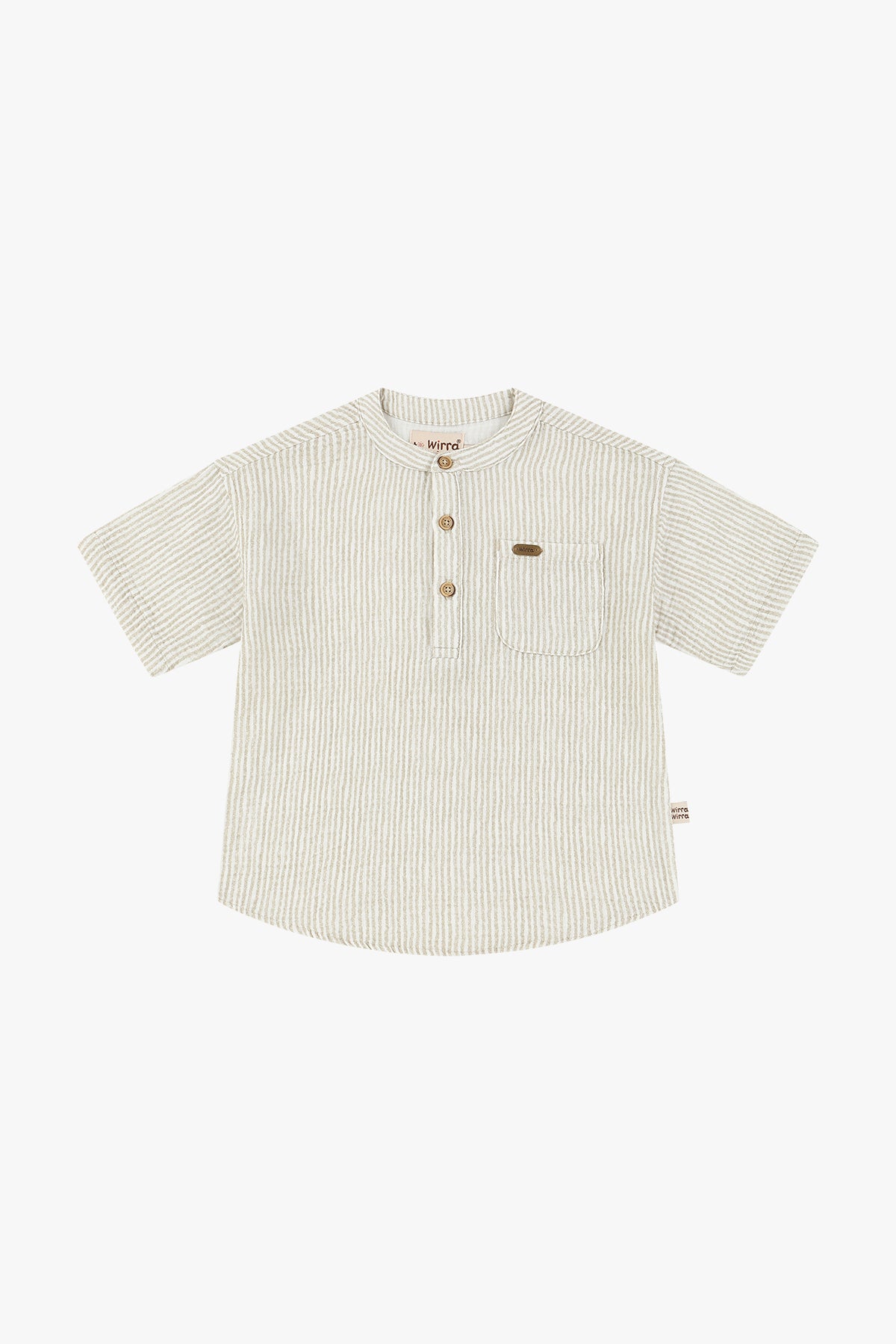 wirrawirra cute baby boy clothes striped short sleeved shirt oatmeal 24 Summer Blouses Boys New Arrivals Shirts