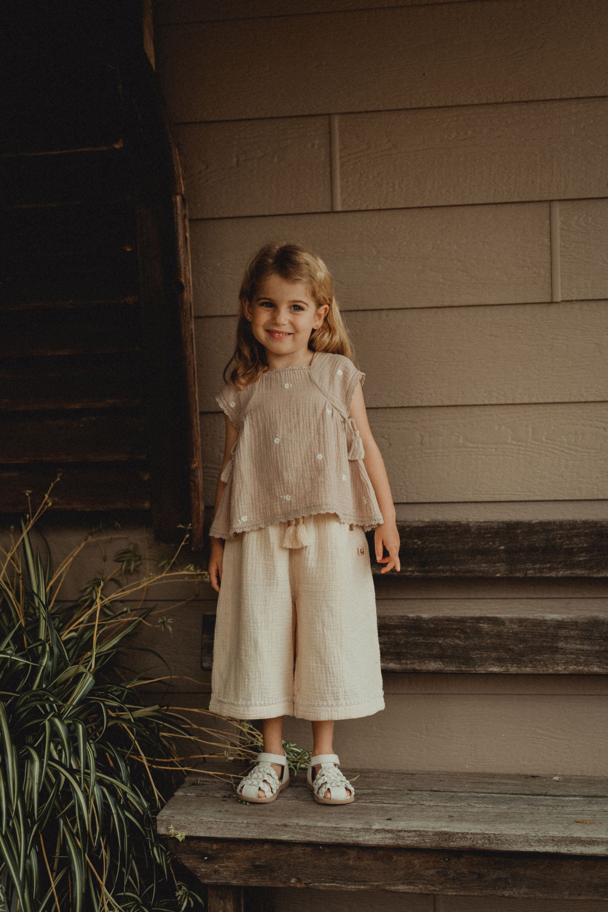 wirrawirra organic cotton baby clothes embroidered tassel tank top dusty pink 24 Summer Blouses Girls New Arrivals Shirts