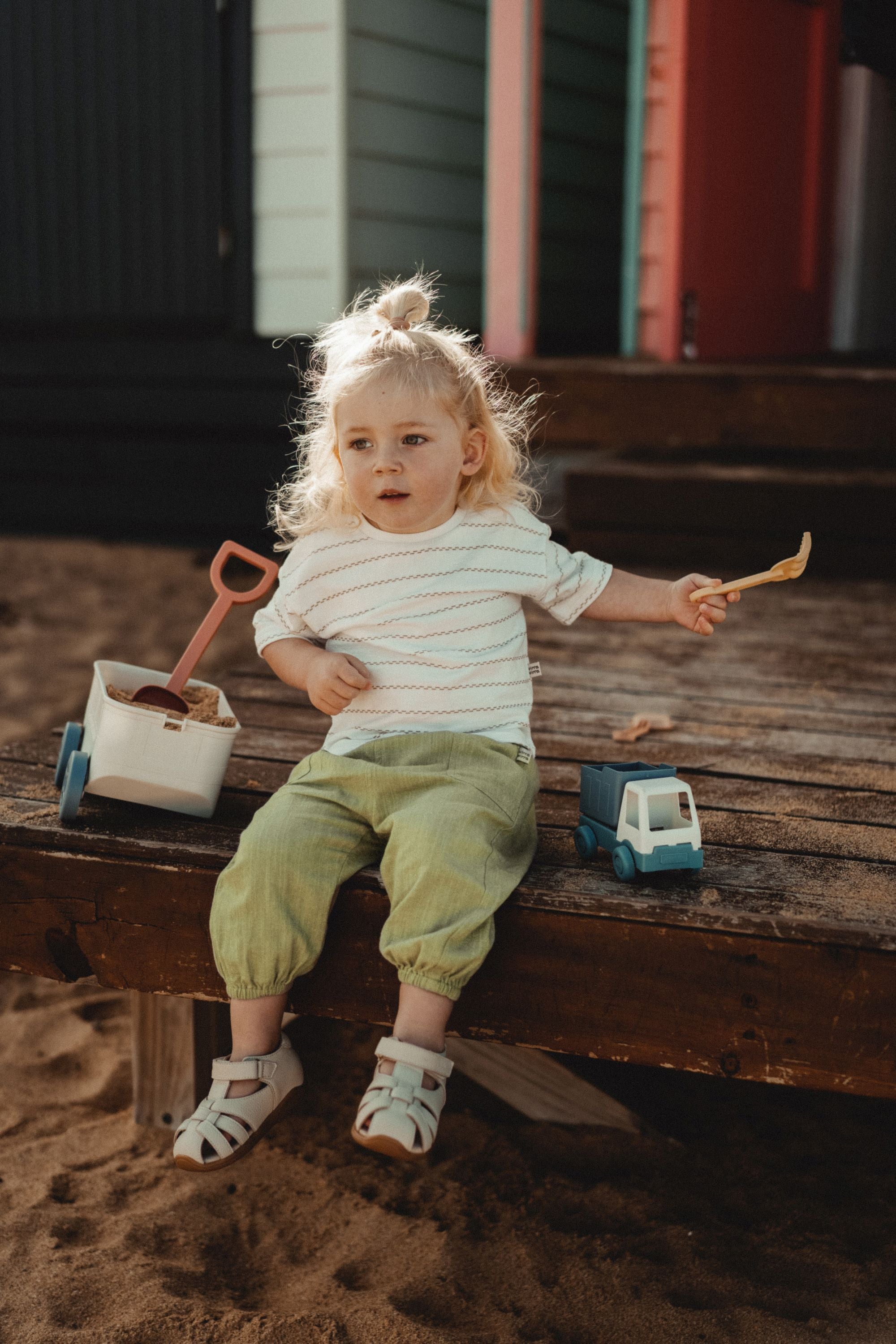 wirrawirra boy clothes striped shoulder drop short sleeves moss stripes 24 Summer Boys Essentials Girls New Arrivals T Shirts