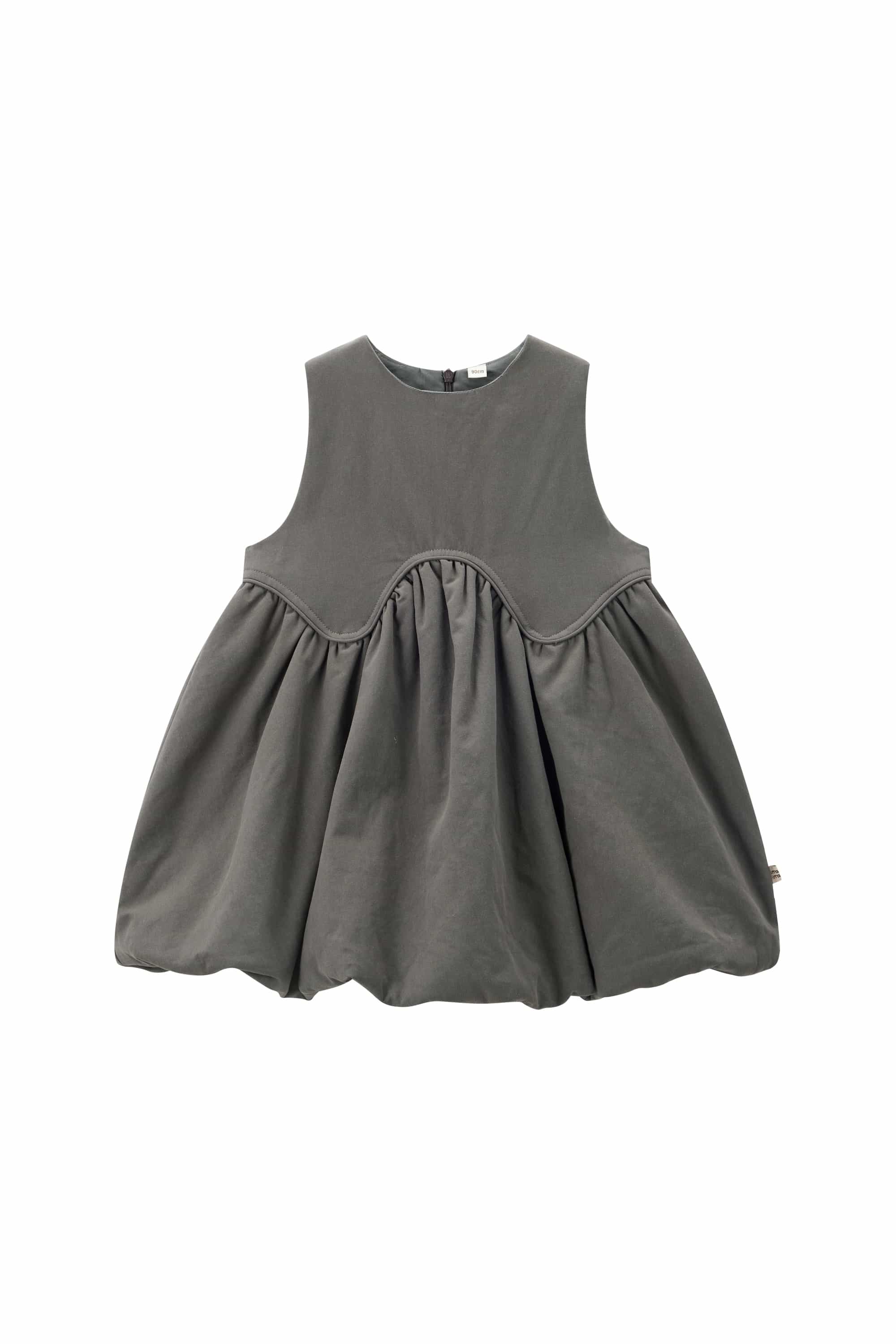 Quilted Puffy Bubble Dress Mist Grey - Model