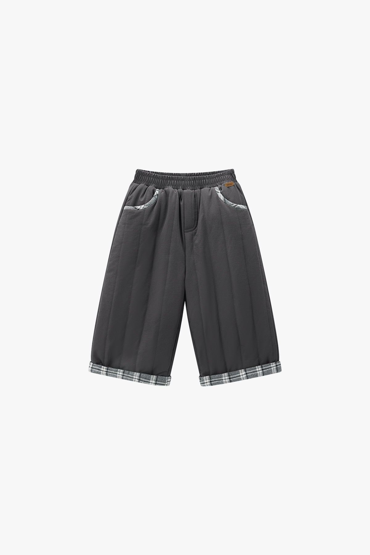 Quilted Plaid Pants Slate Grey - Main