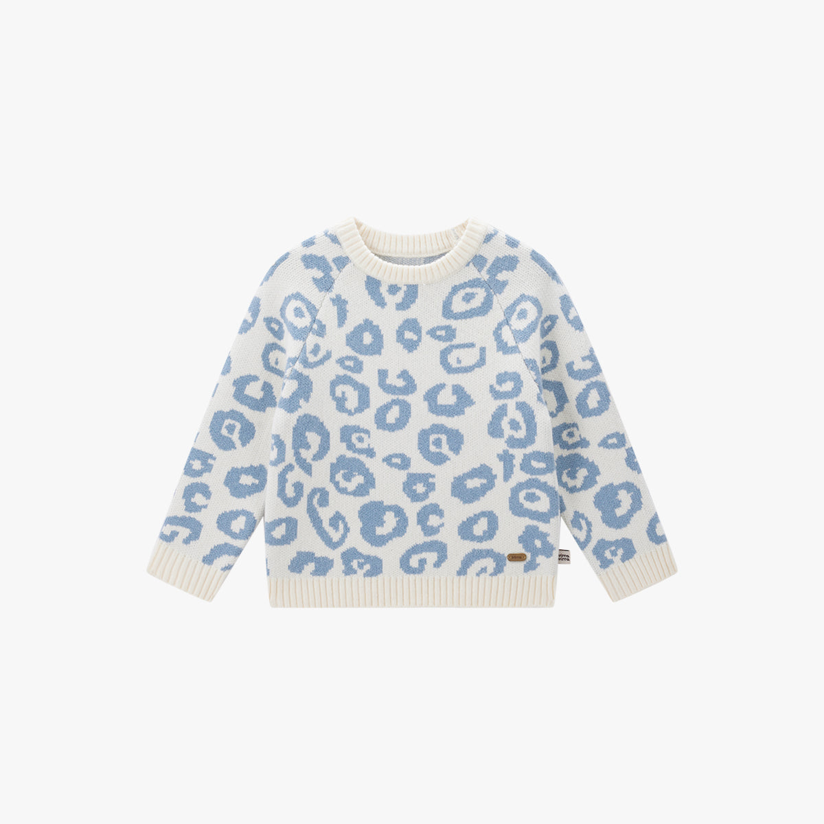 Leopard Print Wool Sweater Sky Blue - Main
