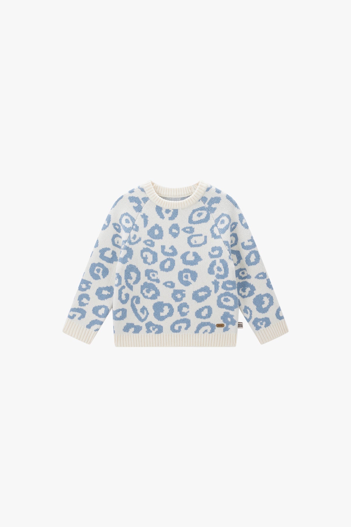 Leopard Print Wool Sweater Sky Blue - Main