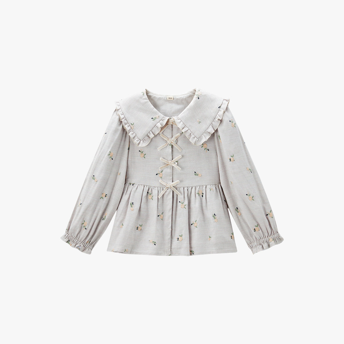 Rose Embroidered Blouse Mist Gray - Main