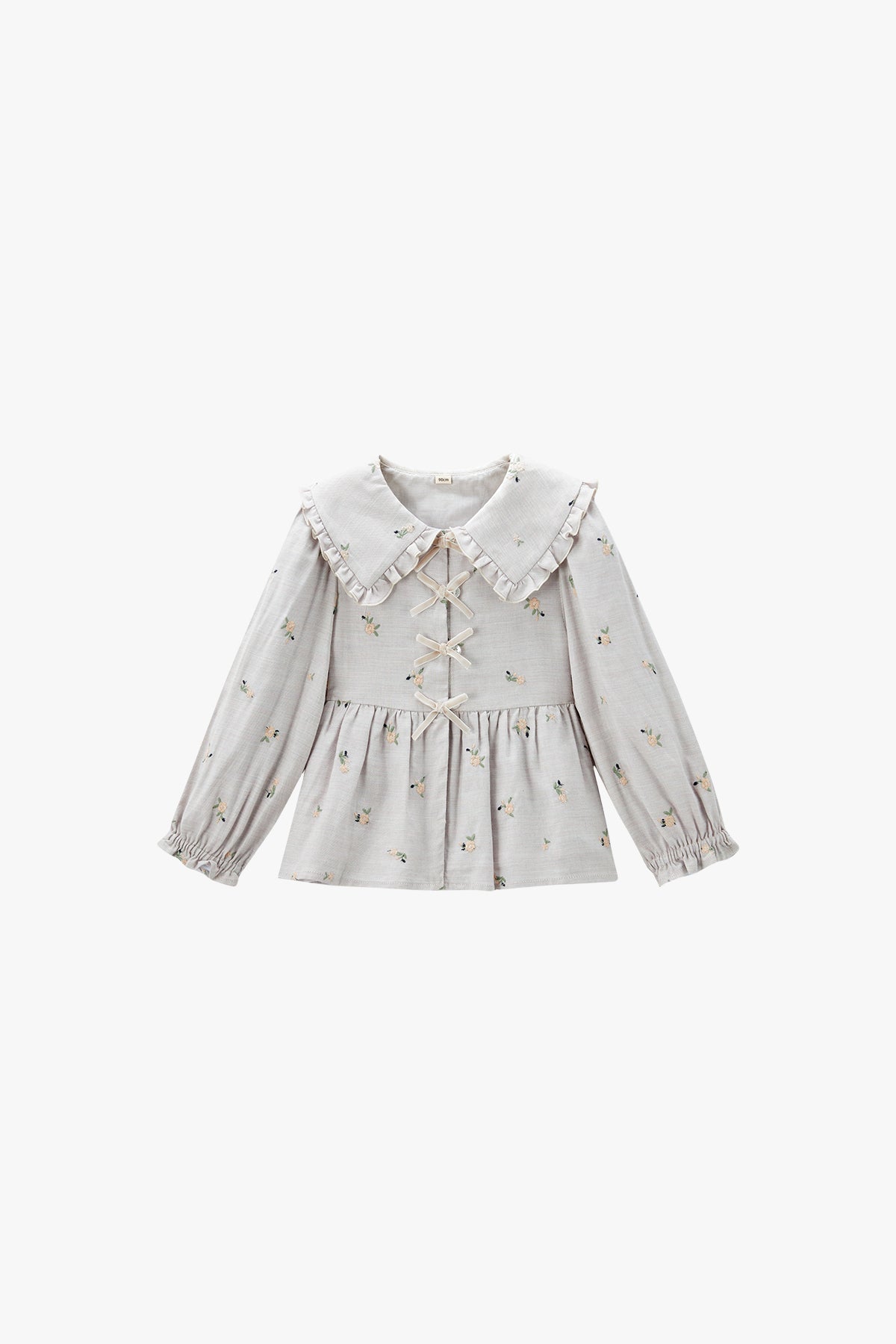 Rose Embroidered Blouse Mist Gray - Main