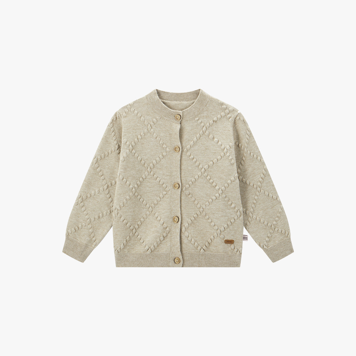 Argyle Dot Knit Cardigan Taupe - Main