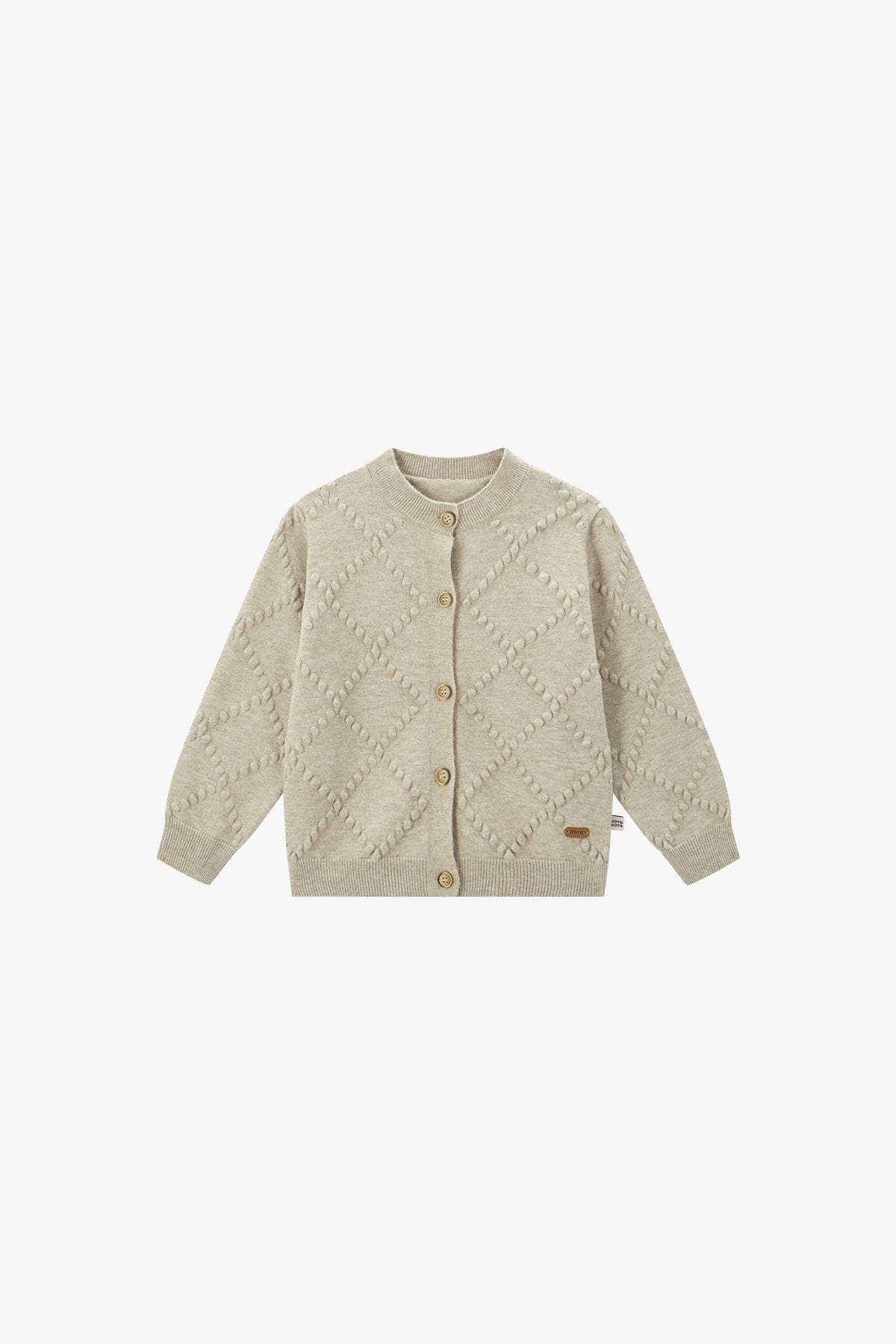 Argyle Dot Knit Cardigan Taupe - Main