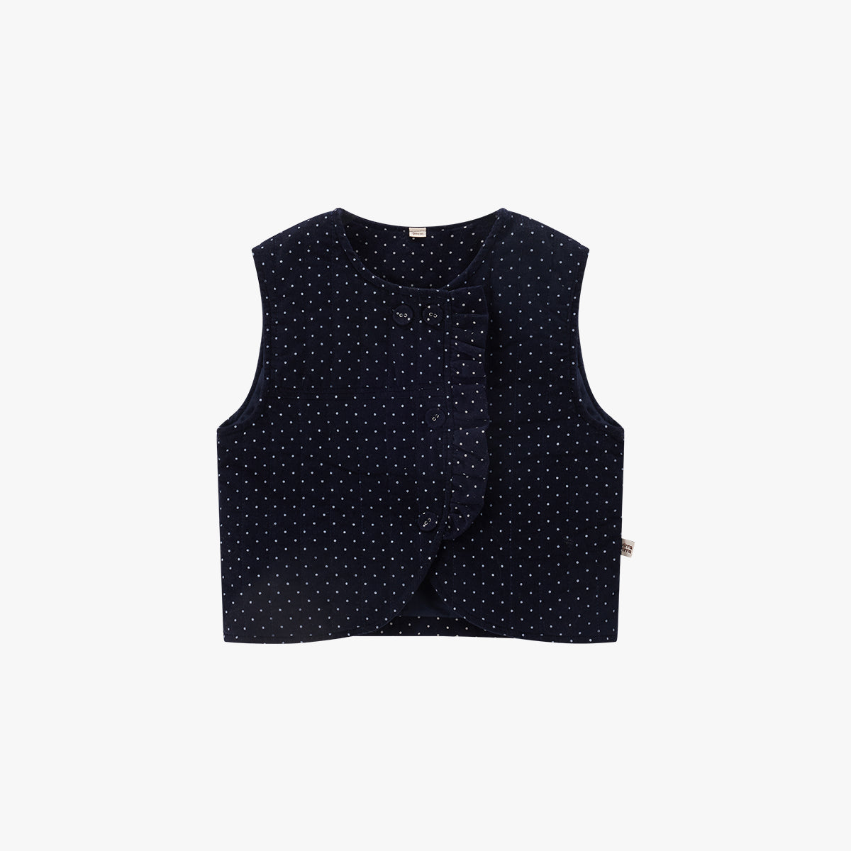 Polka Dot Corduroy Vest Navy - Main