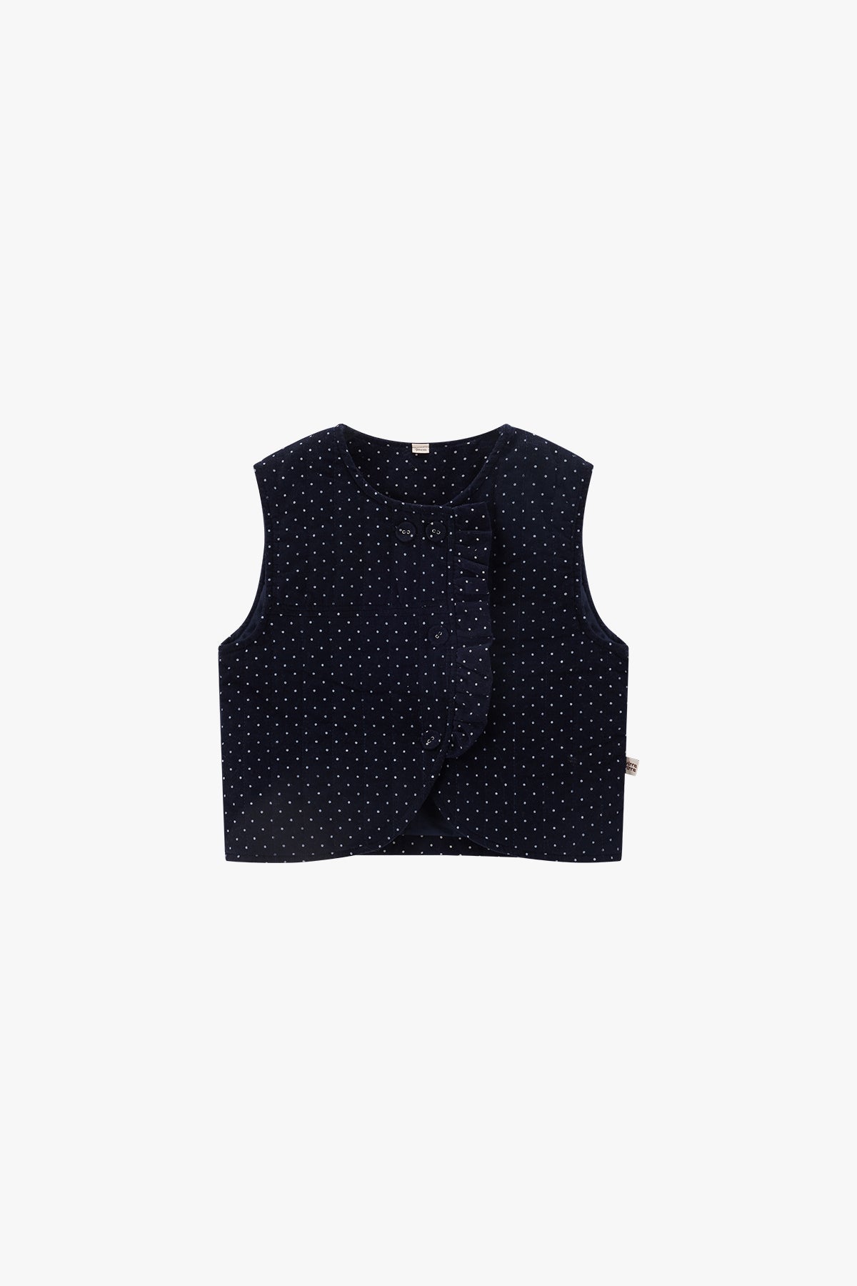 Polka Dot Corduroy Vest Navy - Main