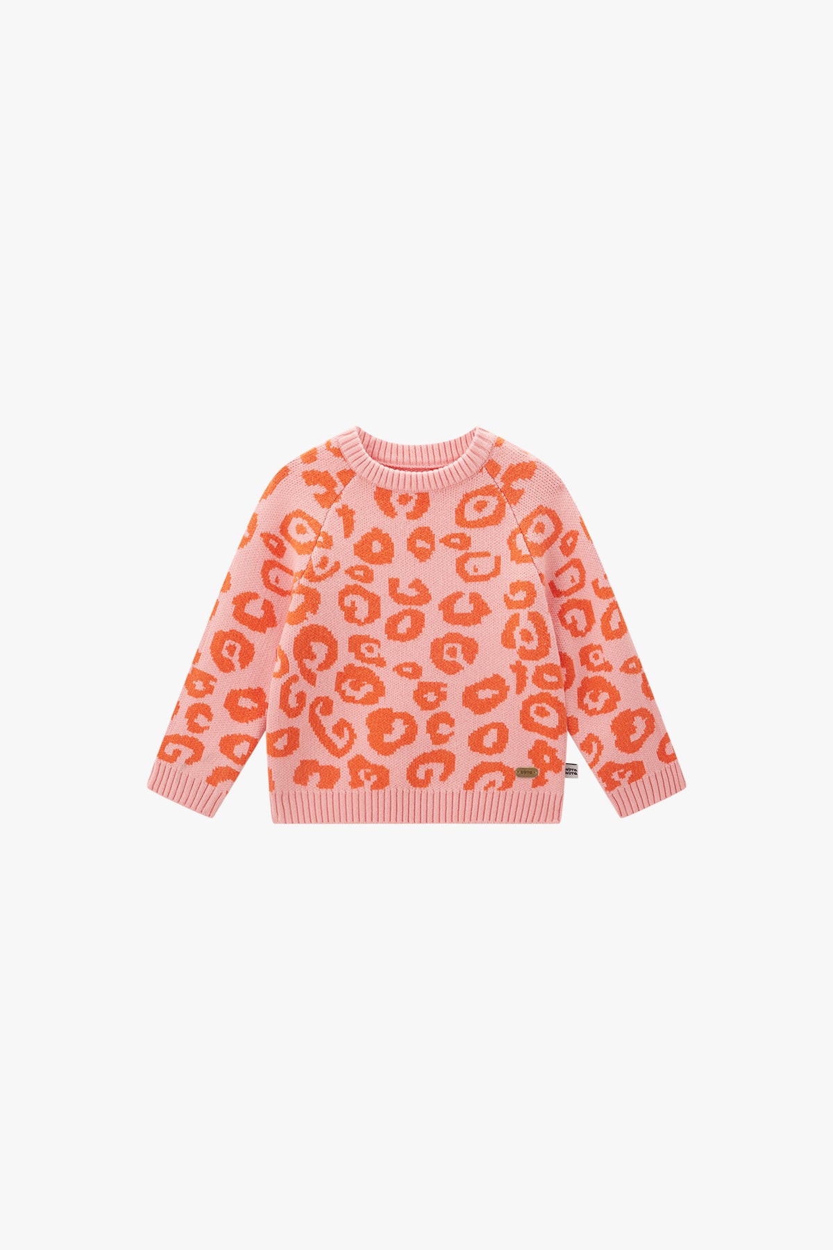 Leopard Print Wool Sweater Peach Pink - Main
