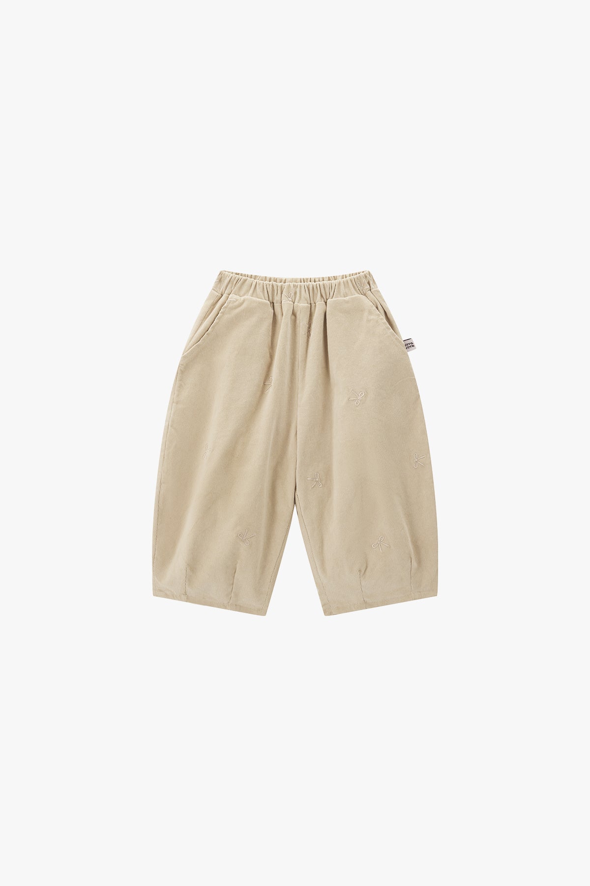Embroidered Bow Balloon Pants Khaki - Main