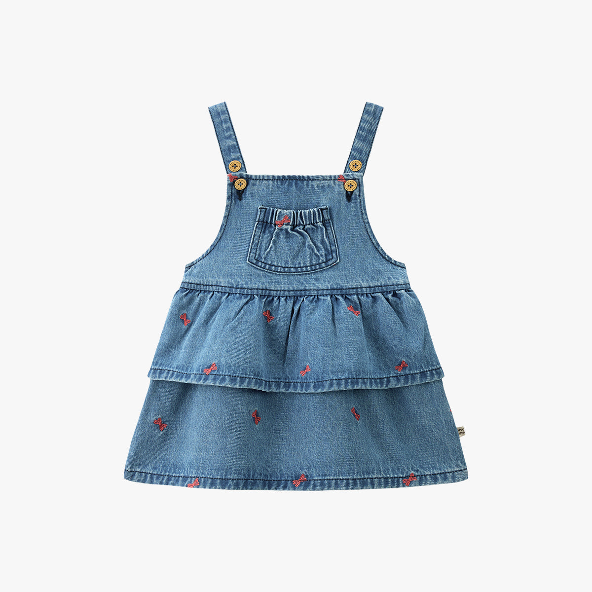 Bow Embroidered Denim Jumper Skirt Denim - Main