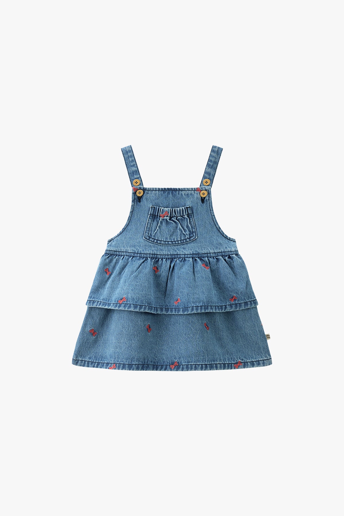 Bow Embroidered Denim Jumper Skirt Denim - Main