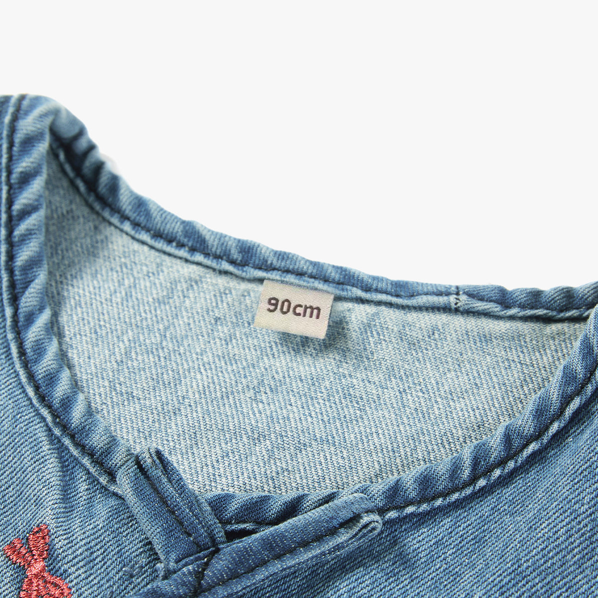 Bow Embroidered Denim Vest Denim - Detail