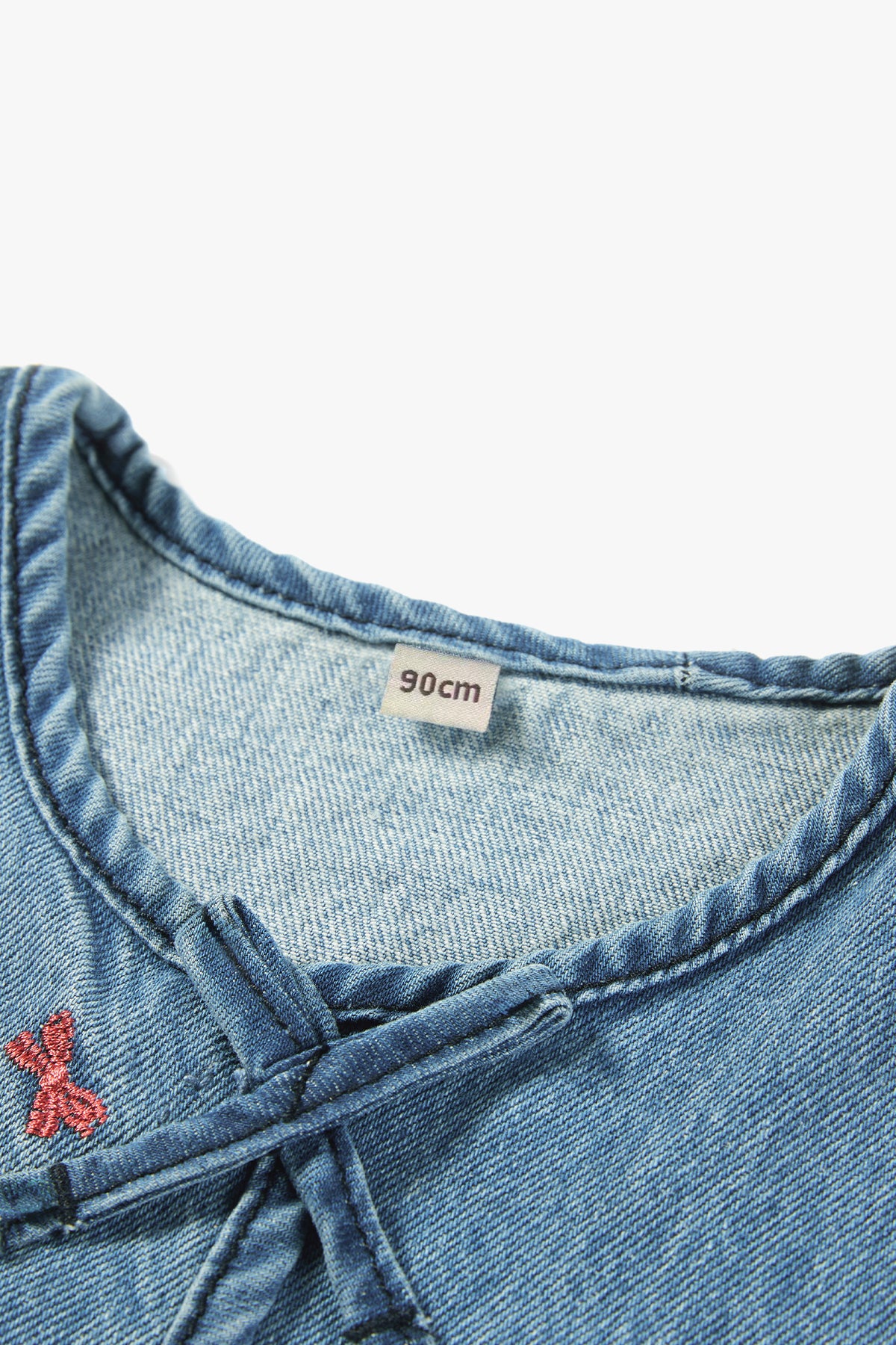 Bow Embroidered Denim Vest Denim - Detail