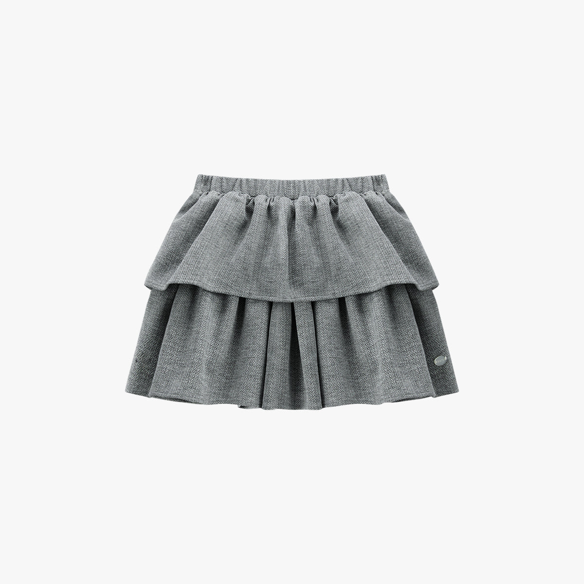 Gray Herringbone Skirt Mid Gray - Detail