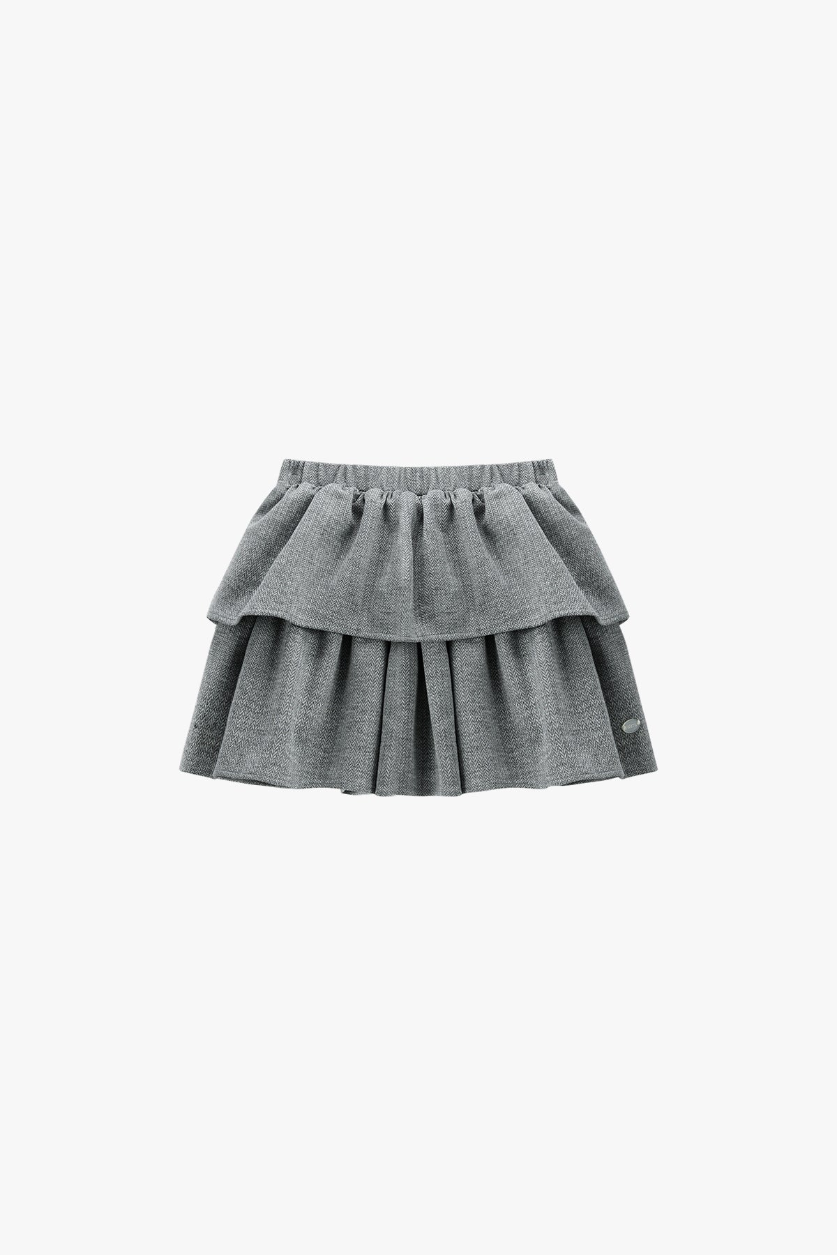 Gray Herringbone Skirt Mid Gray - Detail