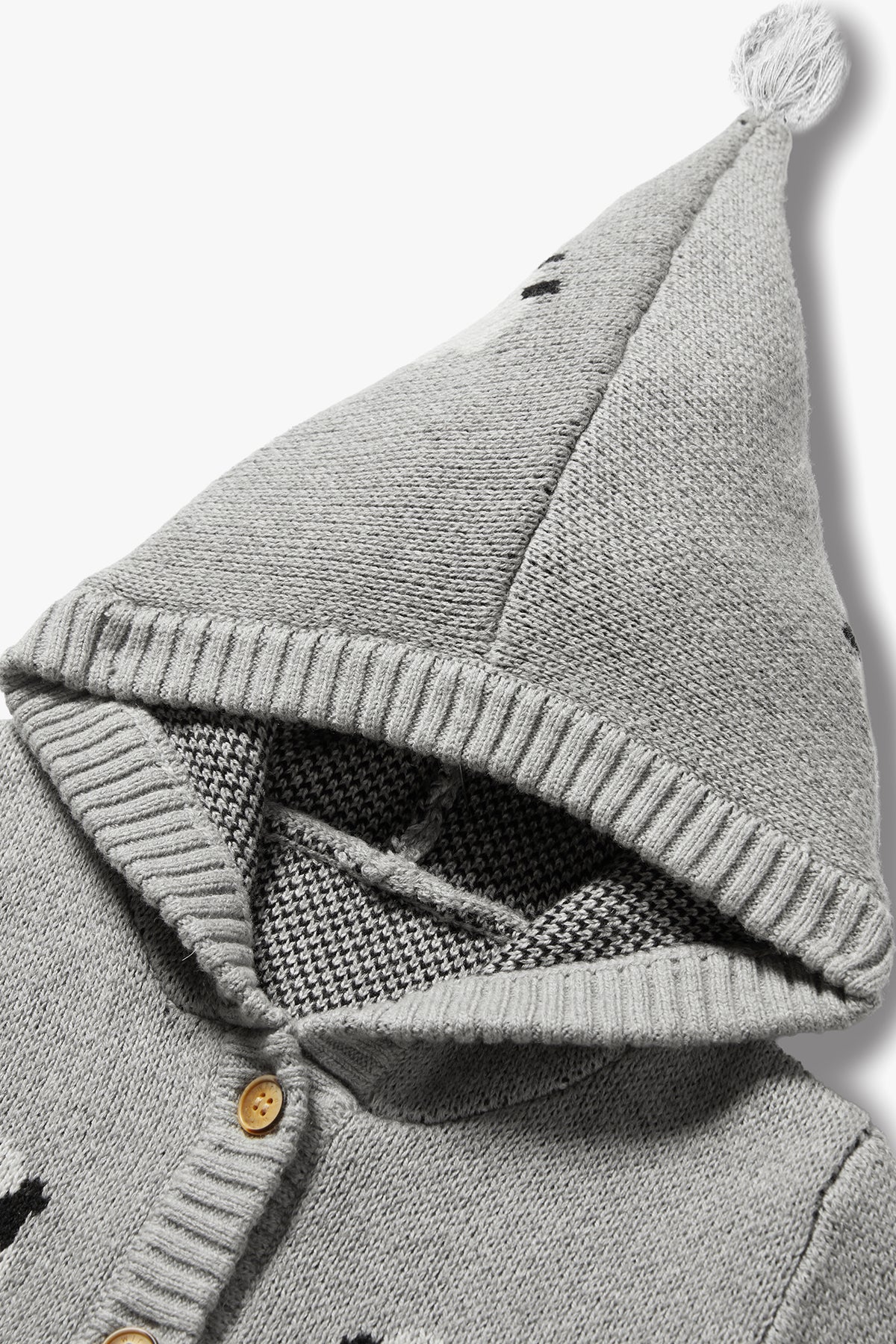 Cloud-Soft Knit Cardigan Heather Grey - Detail