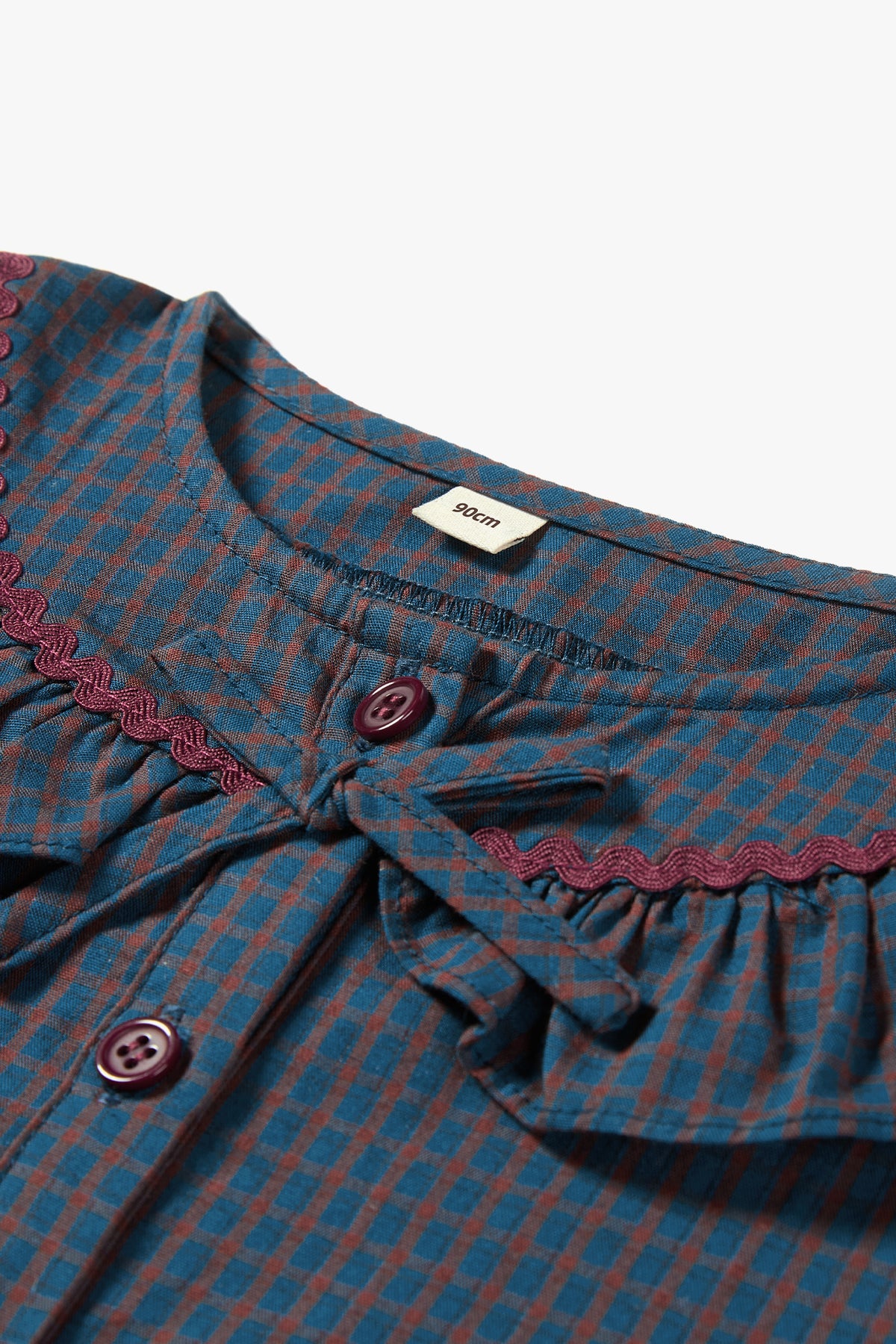 Twilight Gingham Blouse Navy - Detail
