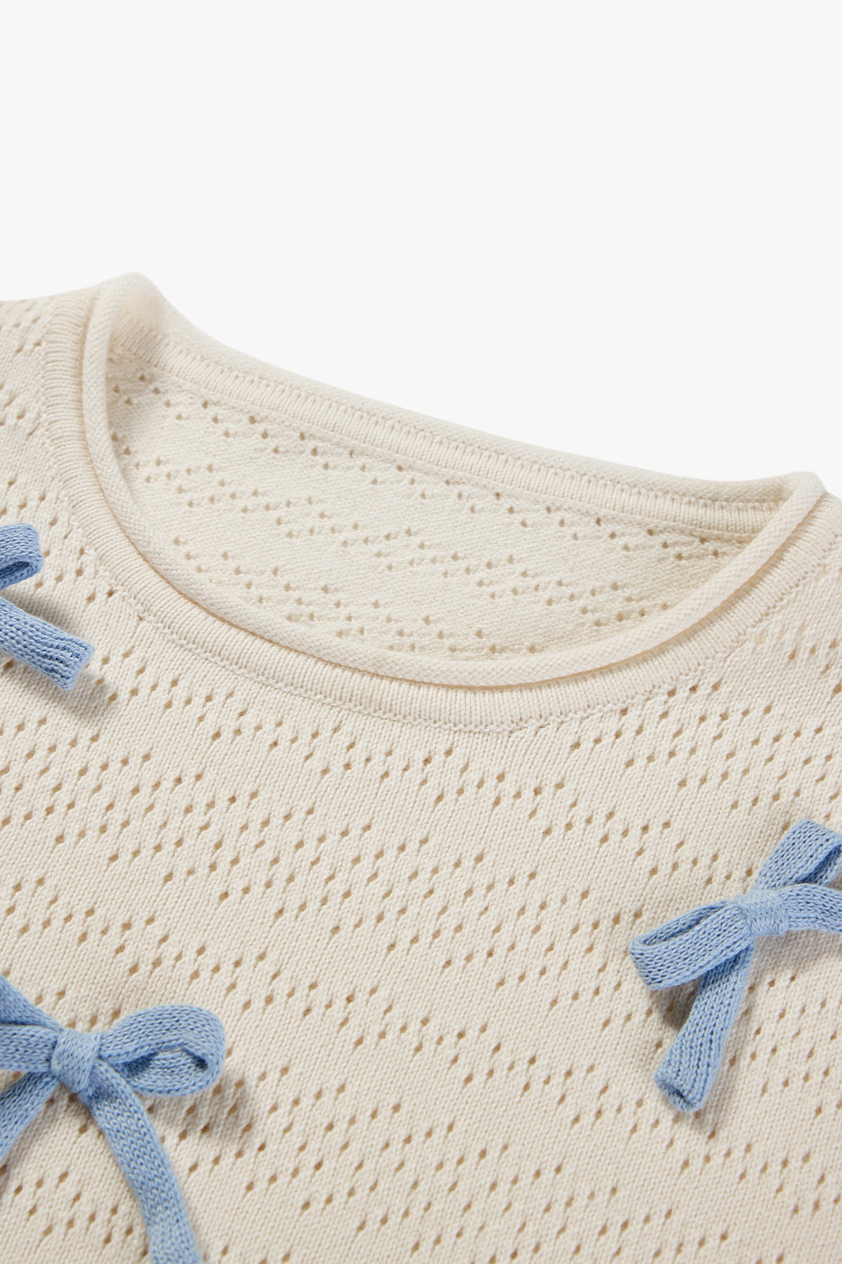 Bow Knit Top Beige - Detail