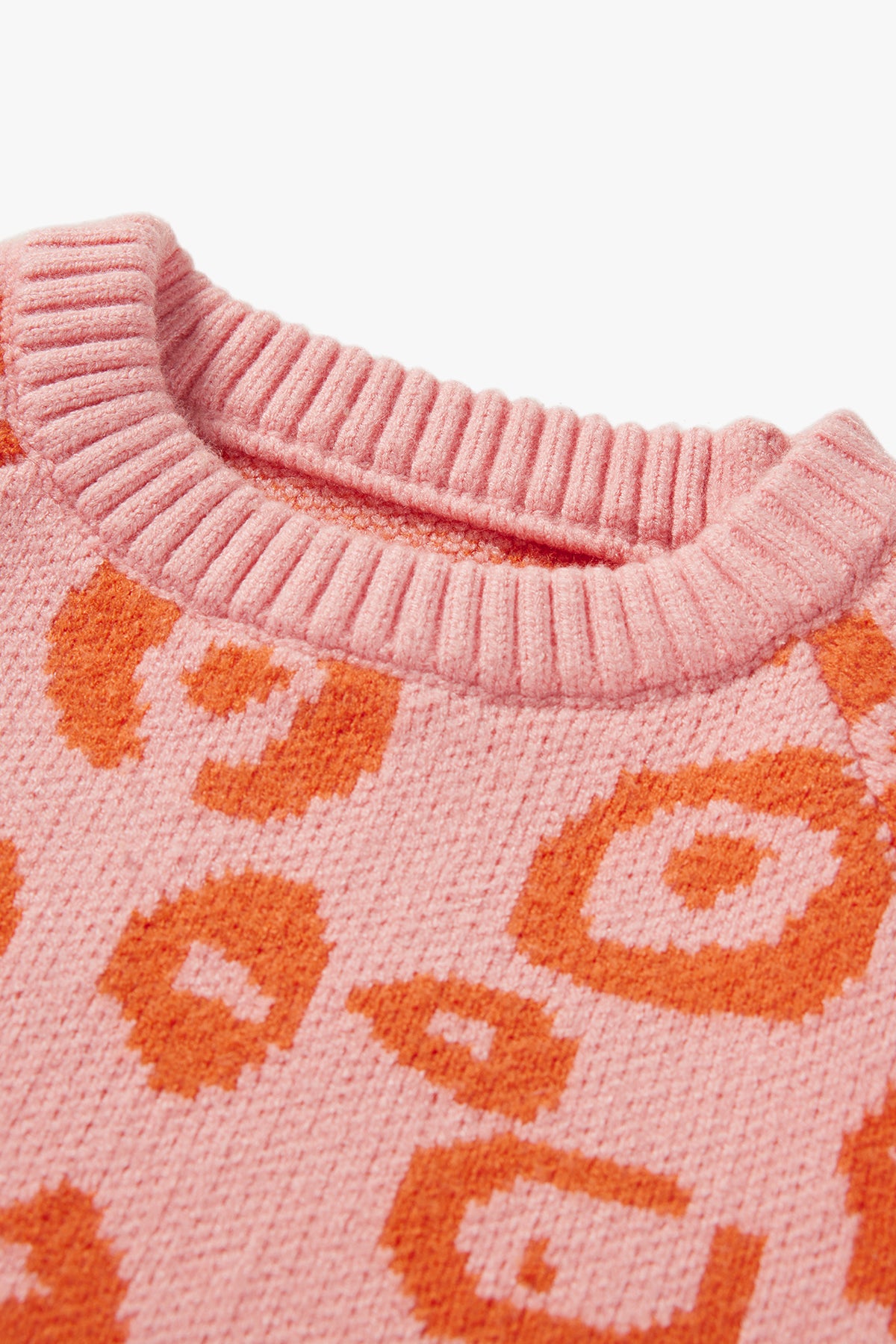 Leopard Print Wool Sweater Peach Pink - Detail