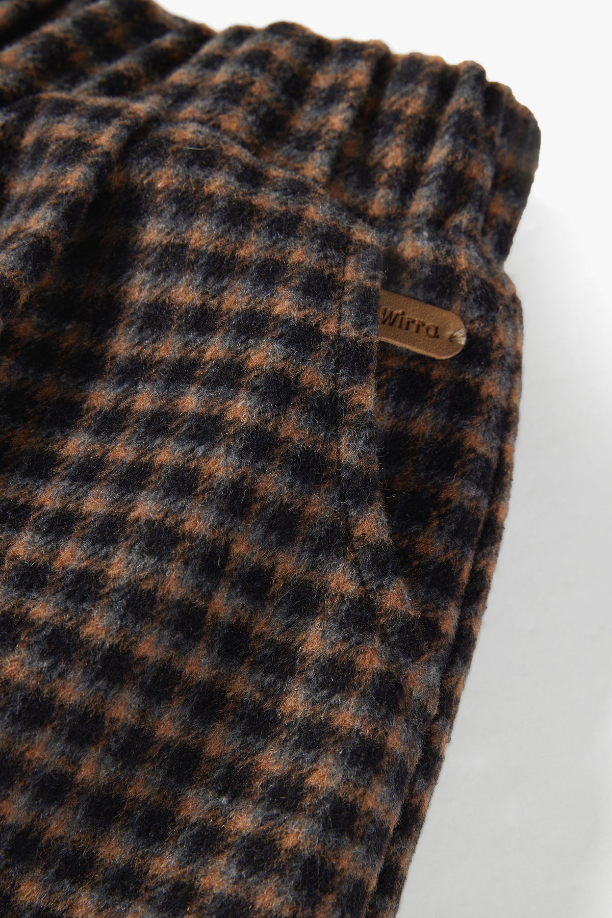 Cozy Merino Plaid Pants Brown - Detail