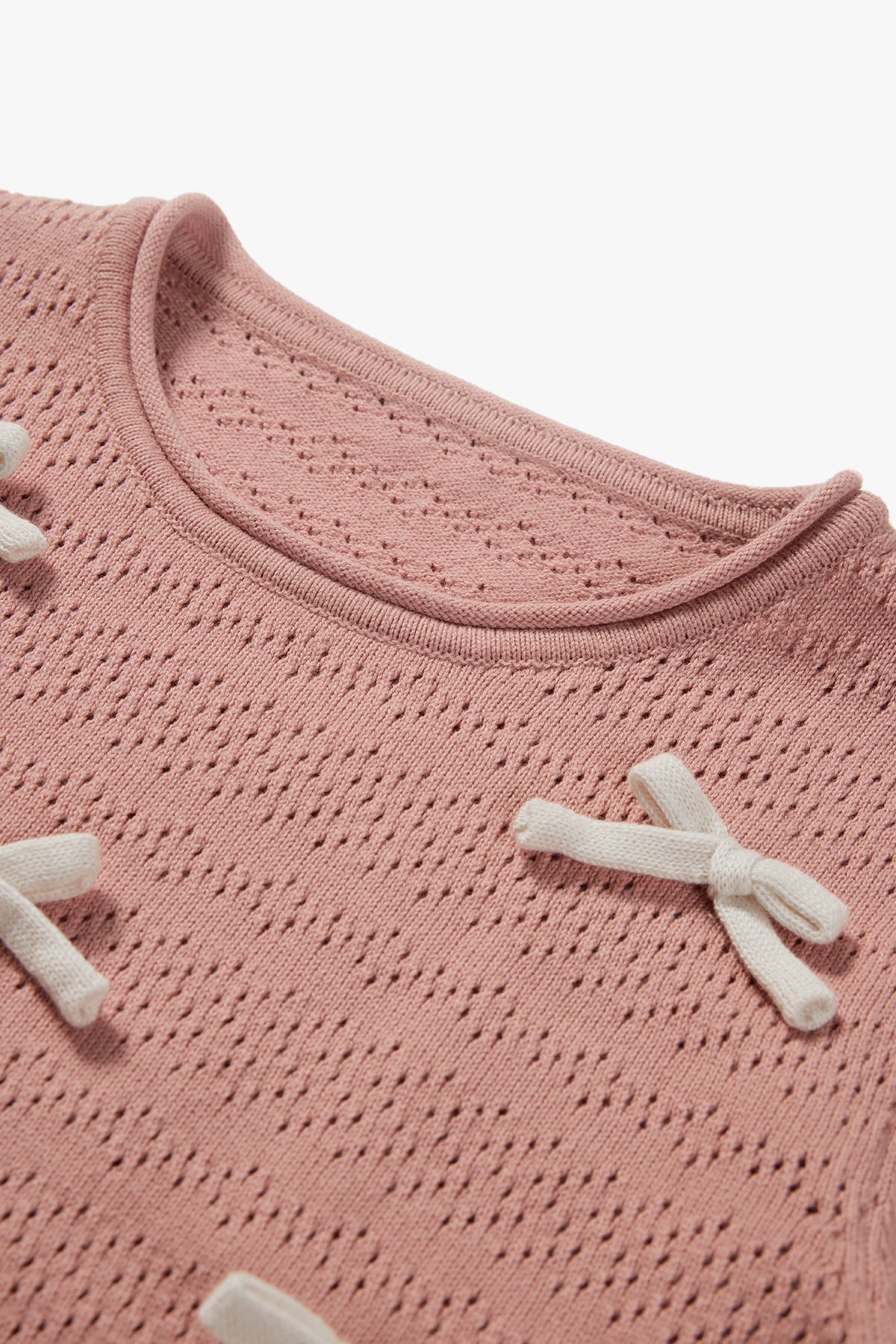 Bow Knit Top Rose Pink - Detail