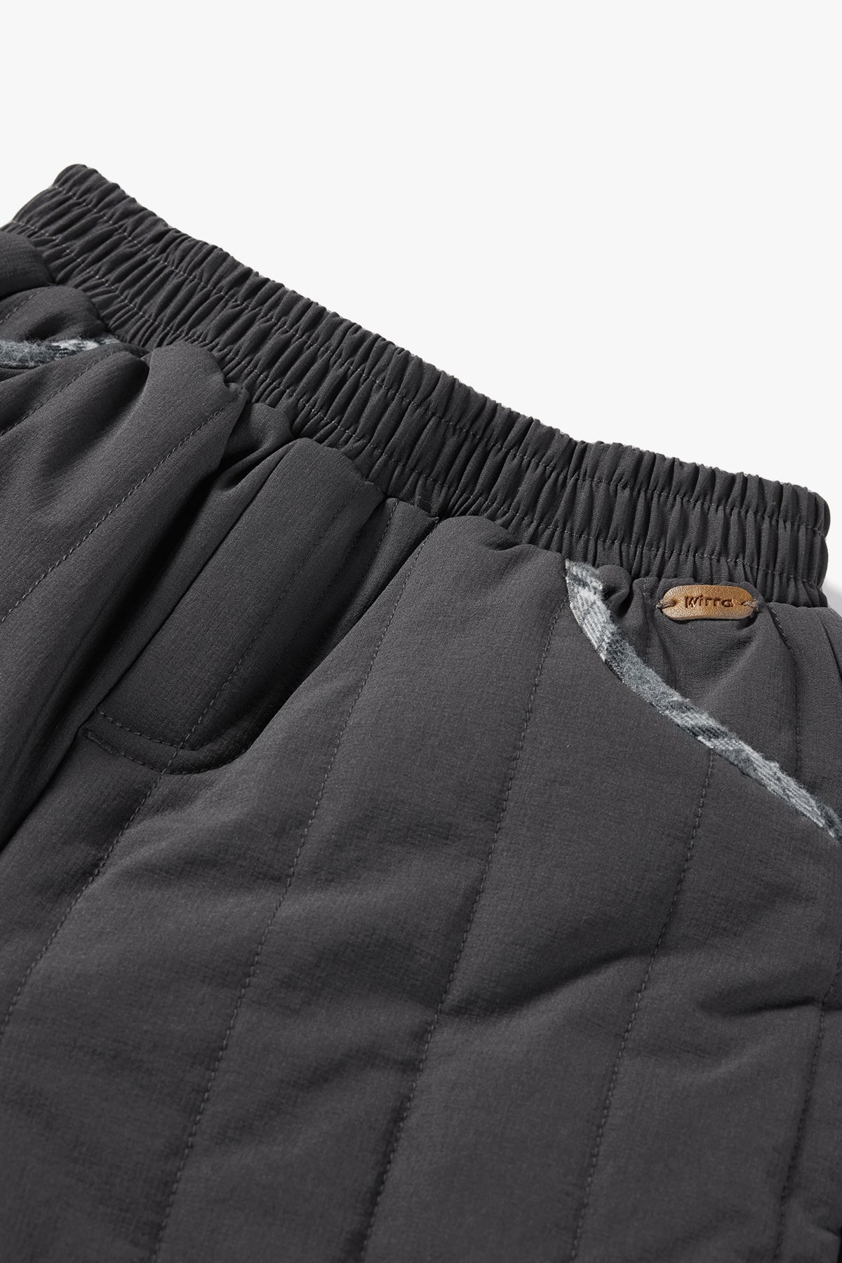 Quilted Plaid Pants Slate Grey - Detail