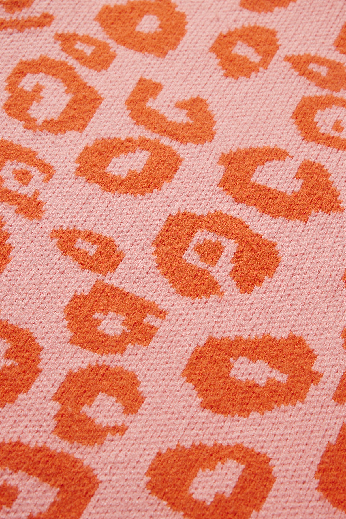 Leopard Print Wool Sweater Peach Pink - Detail