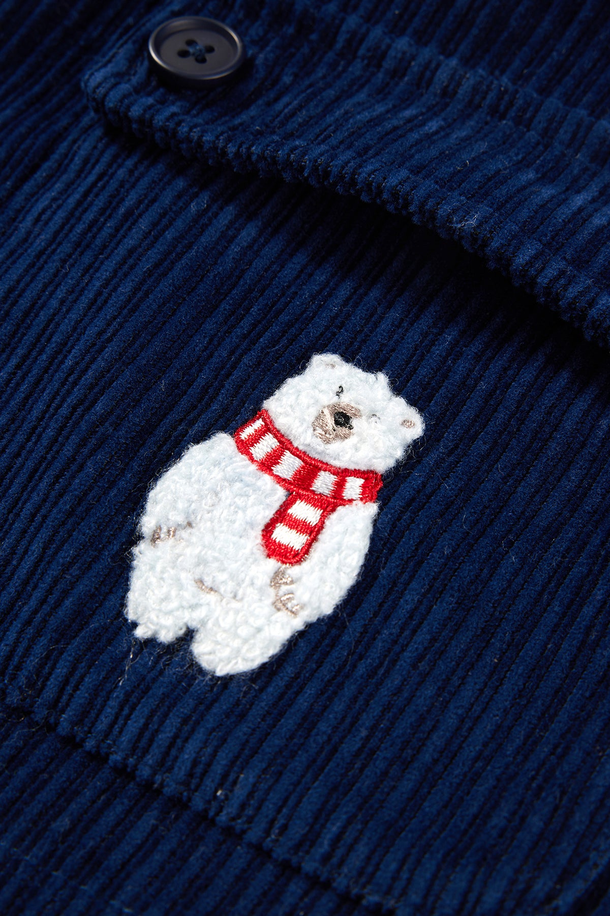 Polar Bear Corduroy Shirt Navy - Detail