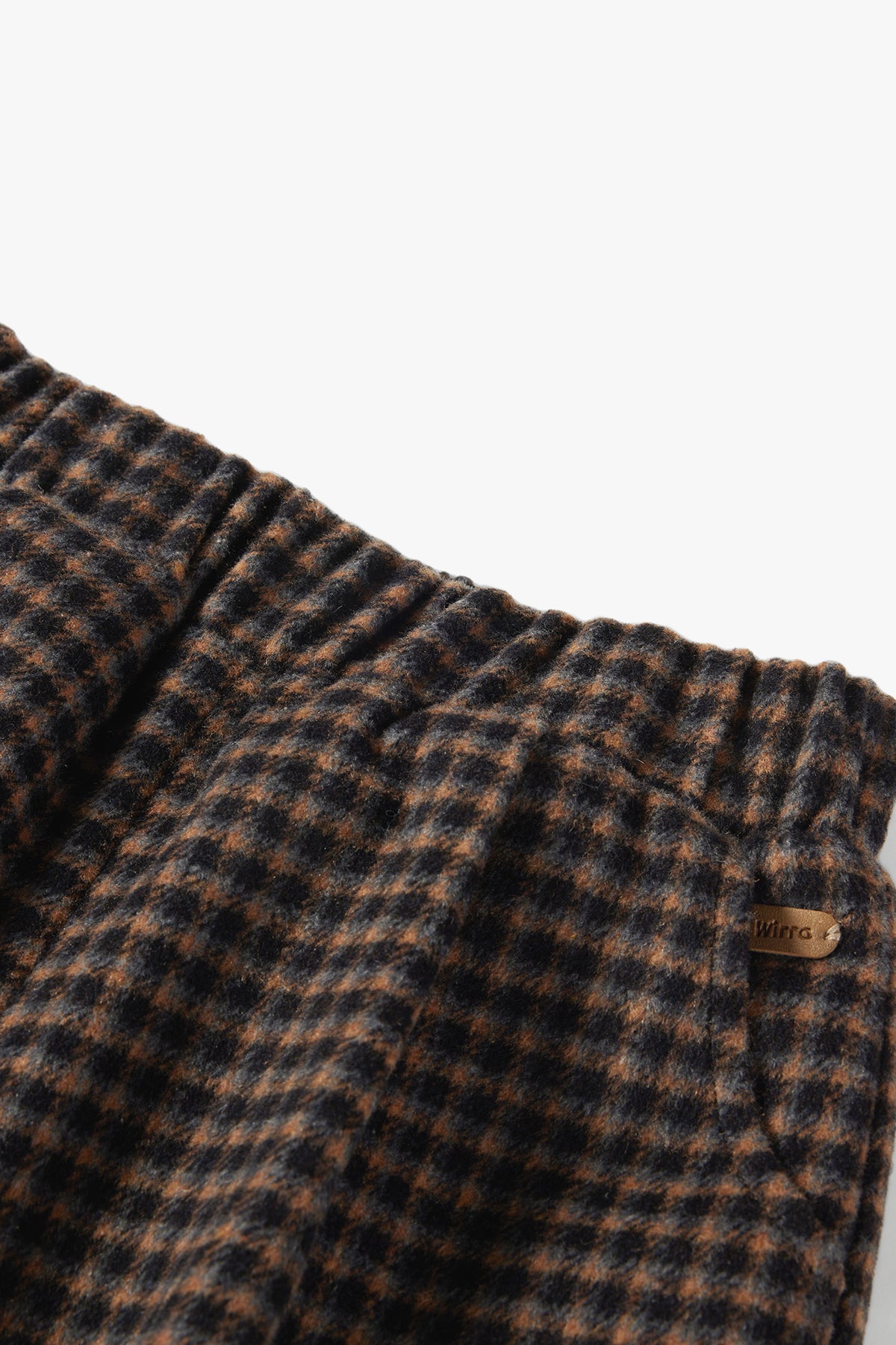 Cozy Merino Plaid Pants Brown - Detail