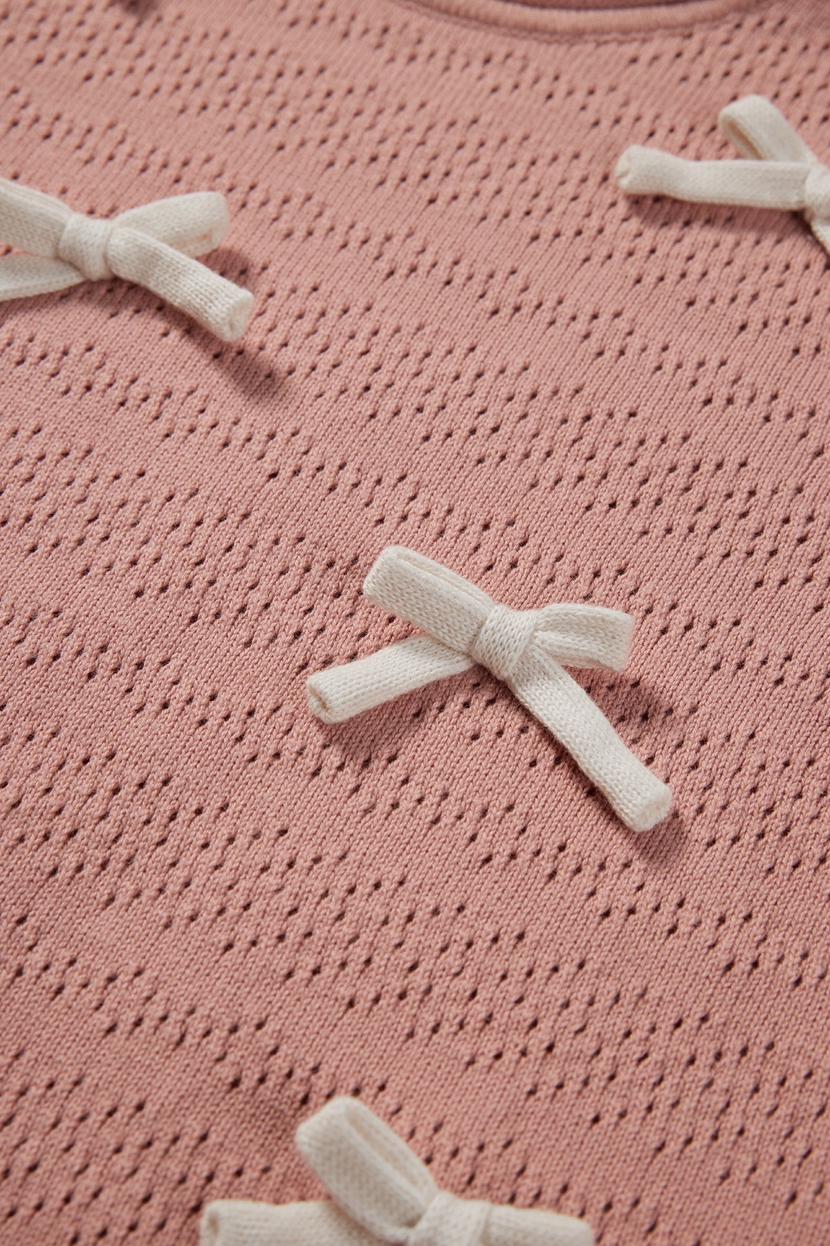 Bow Knit Top Rose Pink - Detail