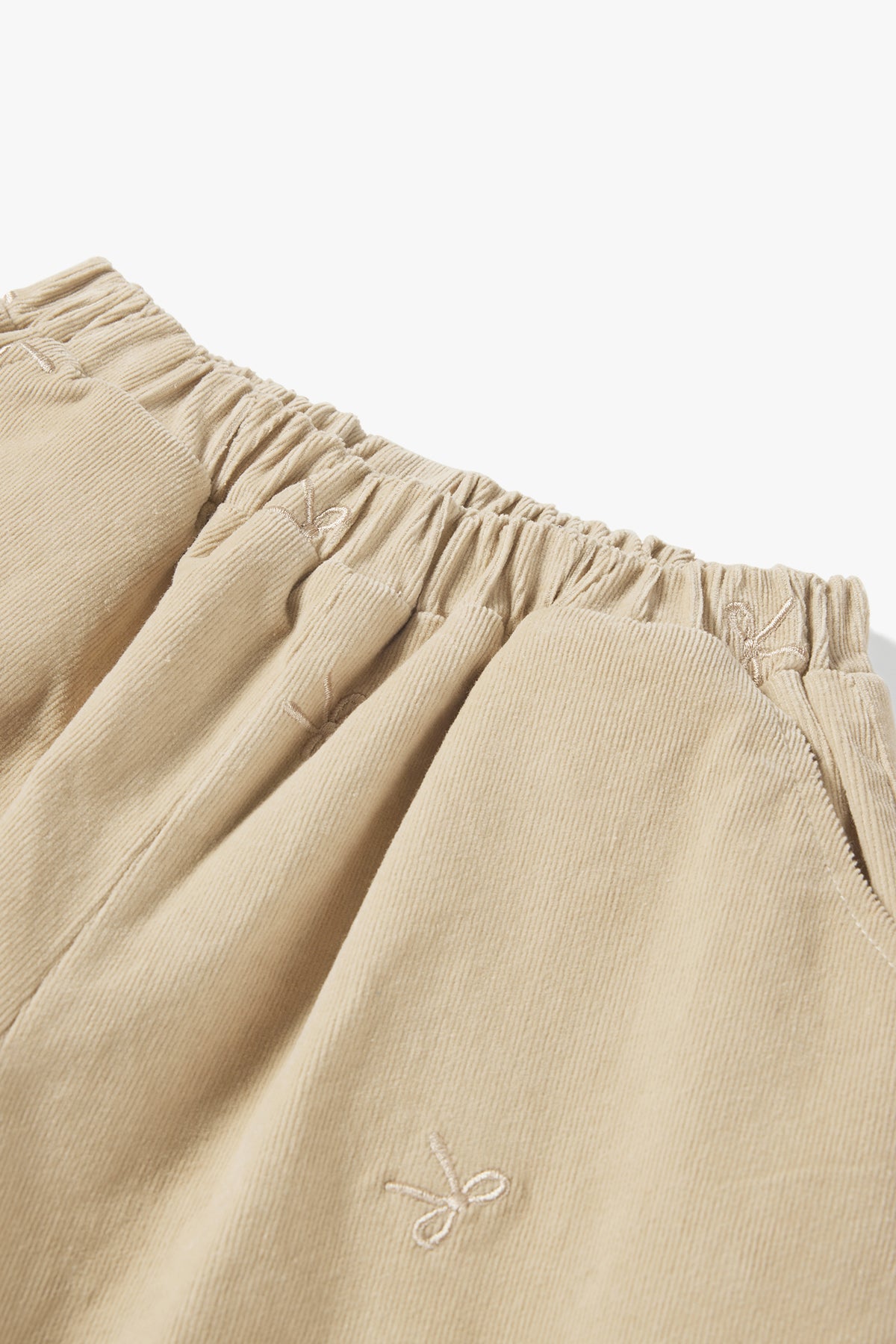 Embroidered Bow Balloon Pants Khaki - Detail