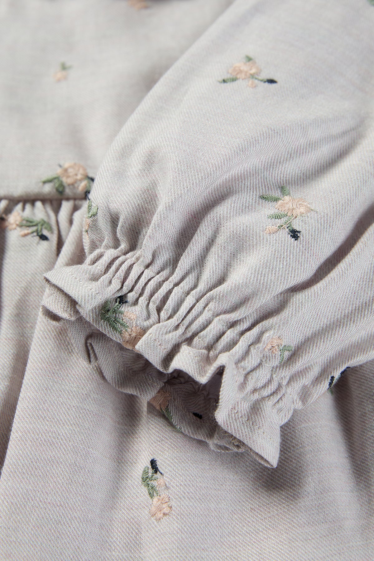 Rose Embroidered Blouse Mist Gray - Detail