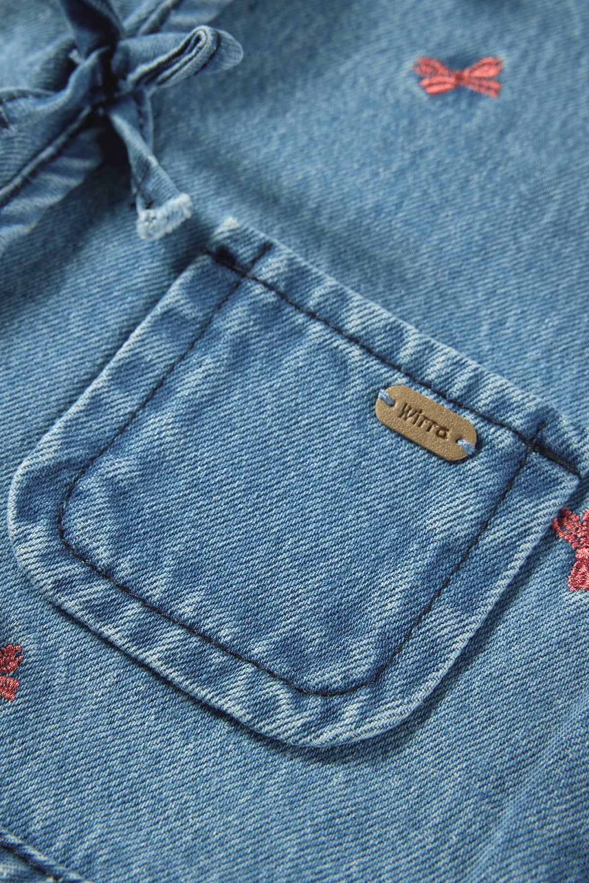 Bow Embroidered Denim Vest Denim - Detail