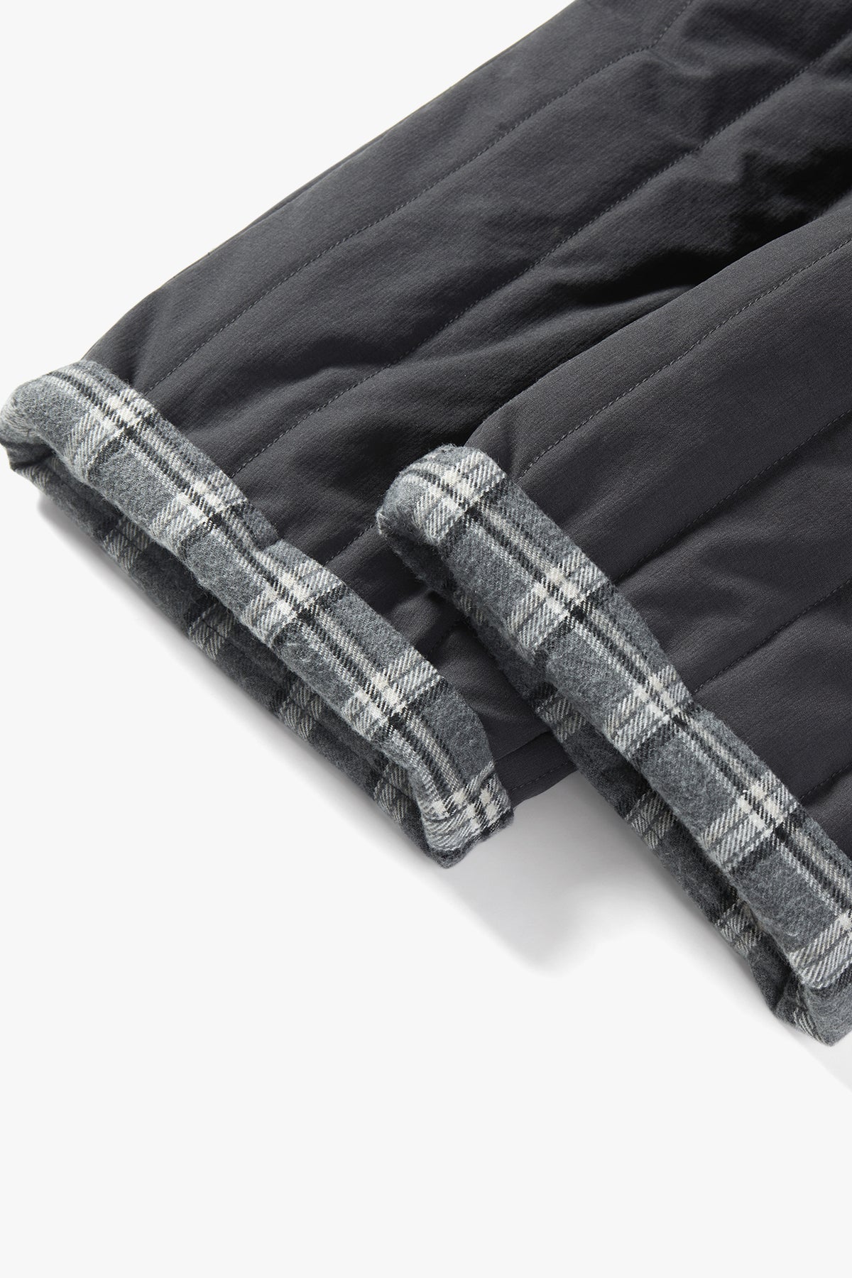 Quilted Plaid Pants Slate Grey - Detail