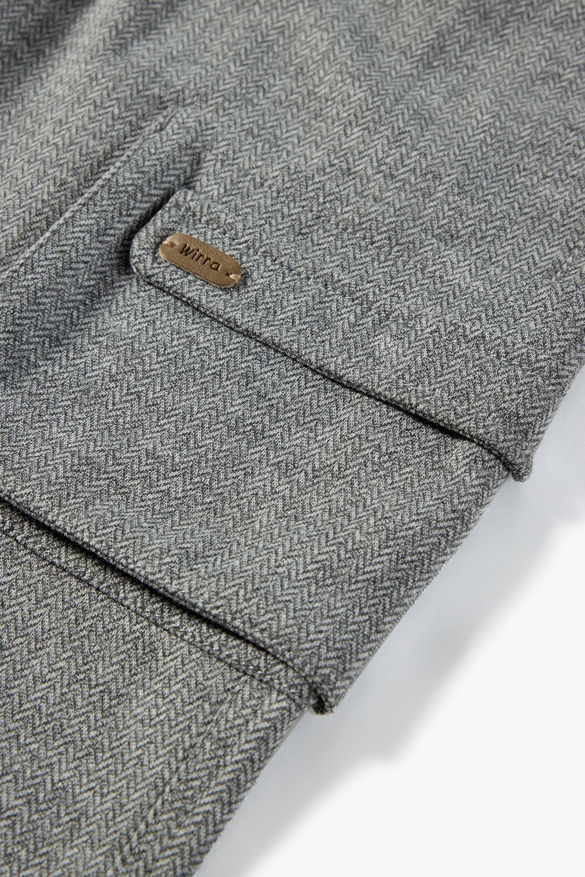 Gray Herringbone Pocket Pants Mid Gray - Detail