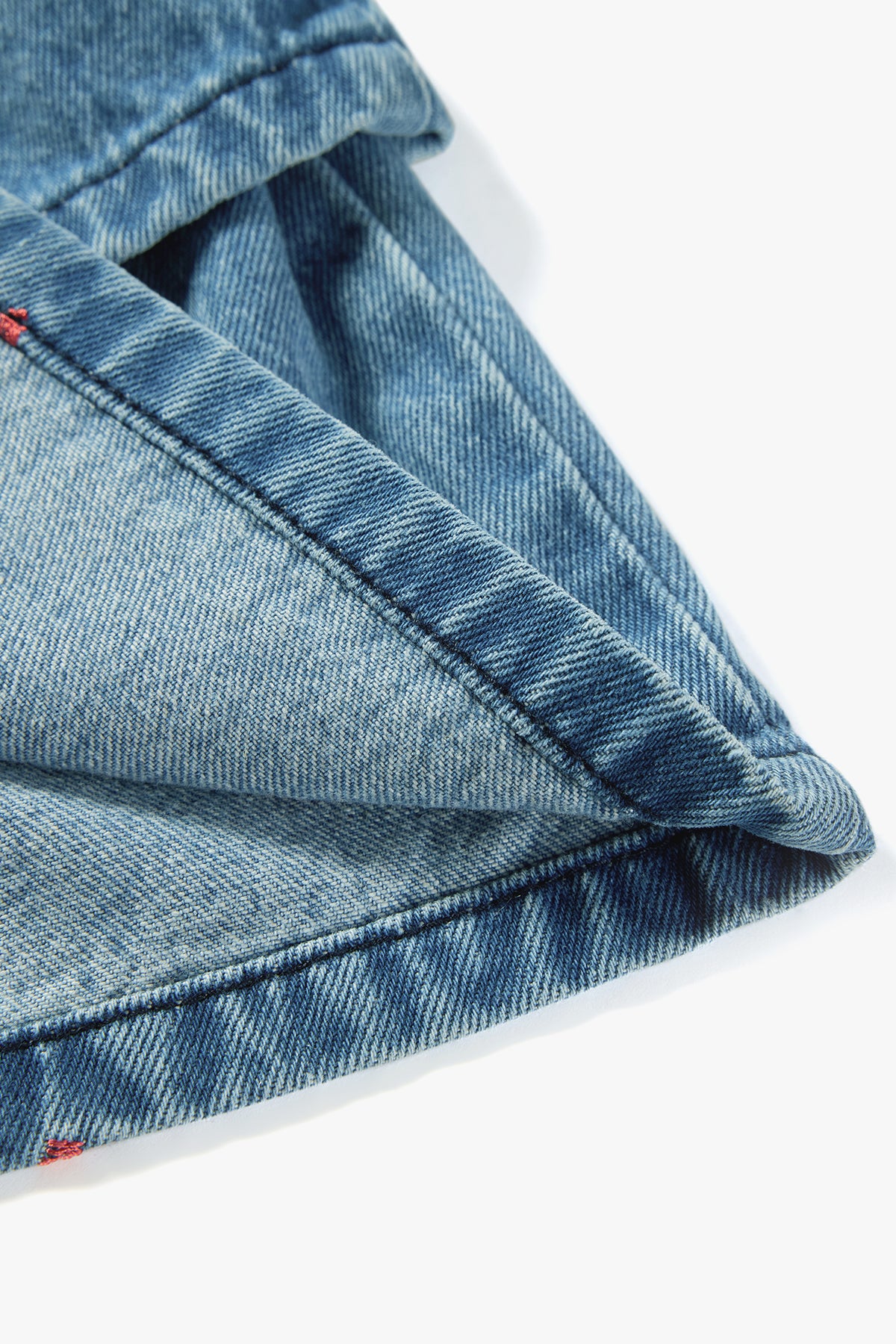 Bow Embroidered Denim Jumper Skirt Denim - Detail