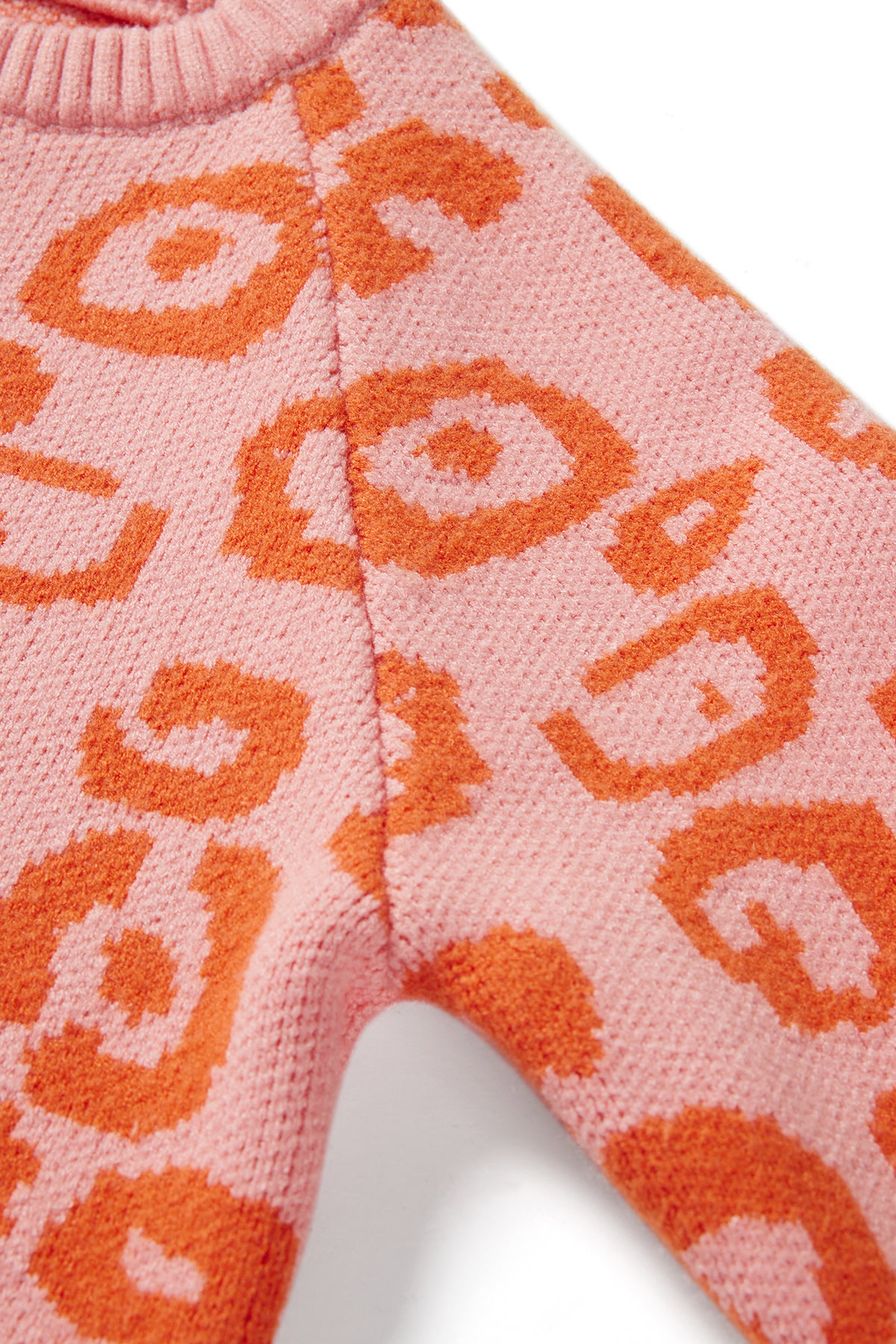 Leopard Print Wool Sweater Peach Pink - Detail