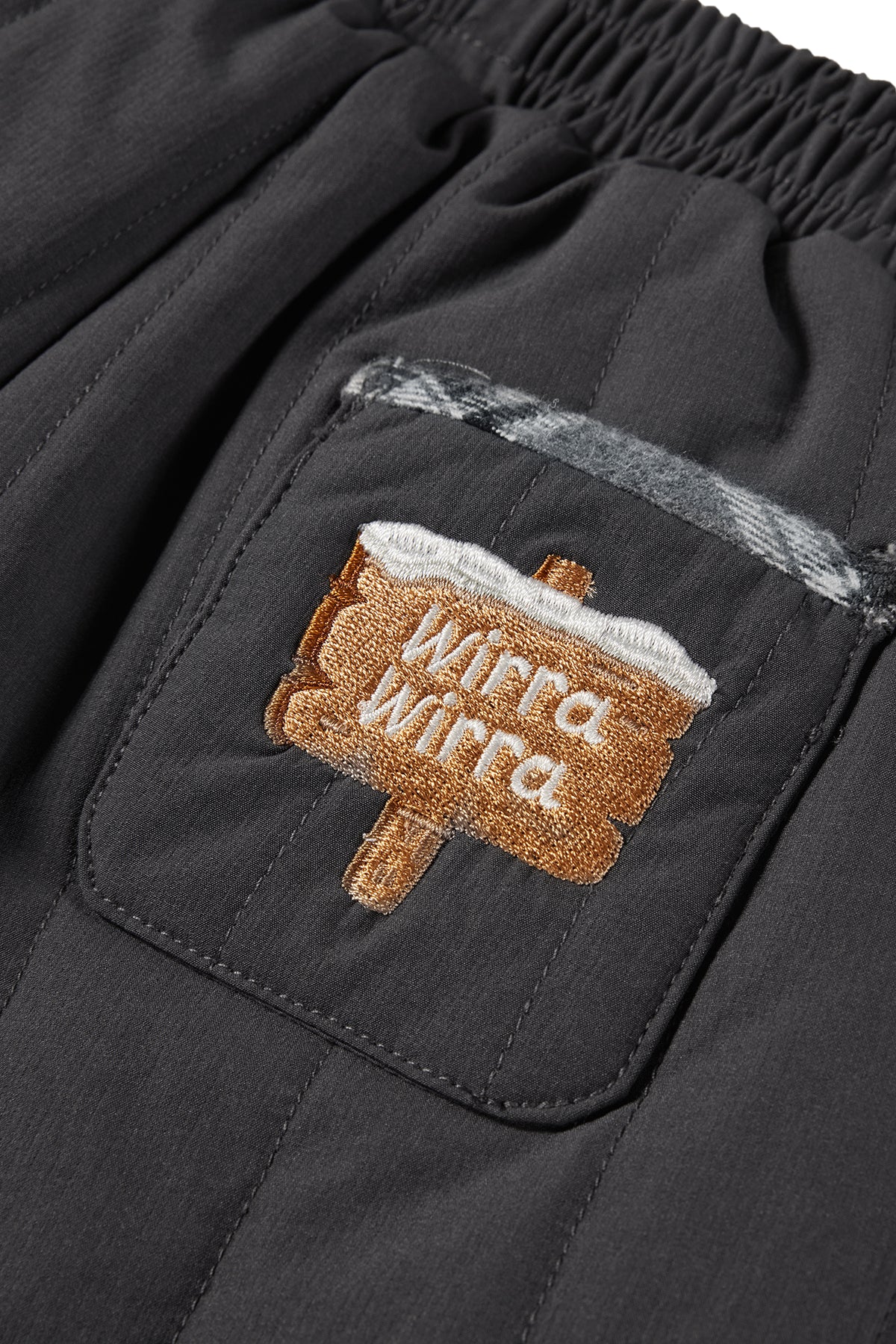 Quilted Plaid Pants Slate Grey - Detail