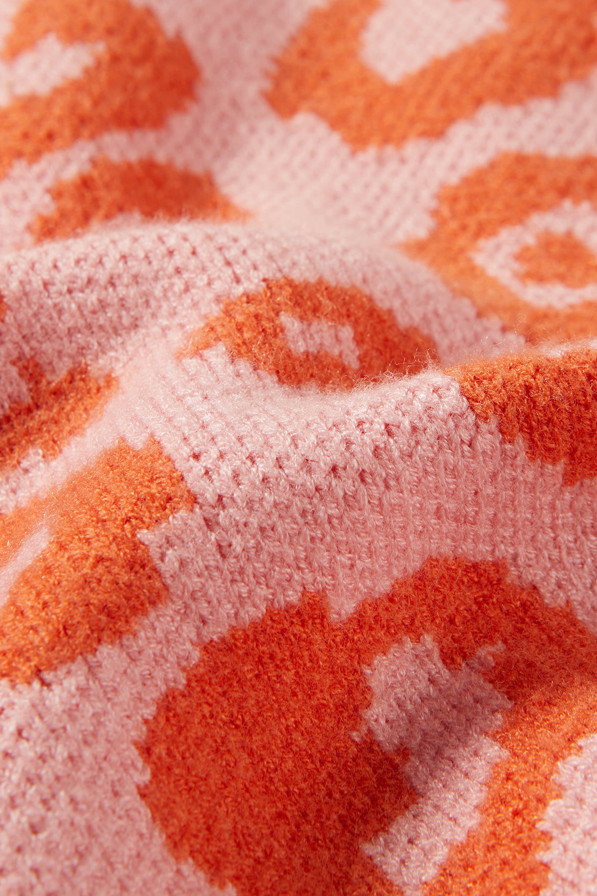 Leopard Print Wool Sweater Peach Pink - Detail