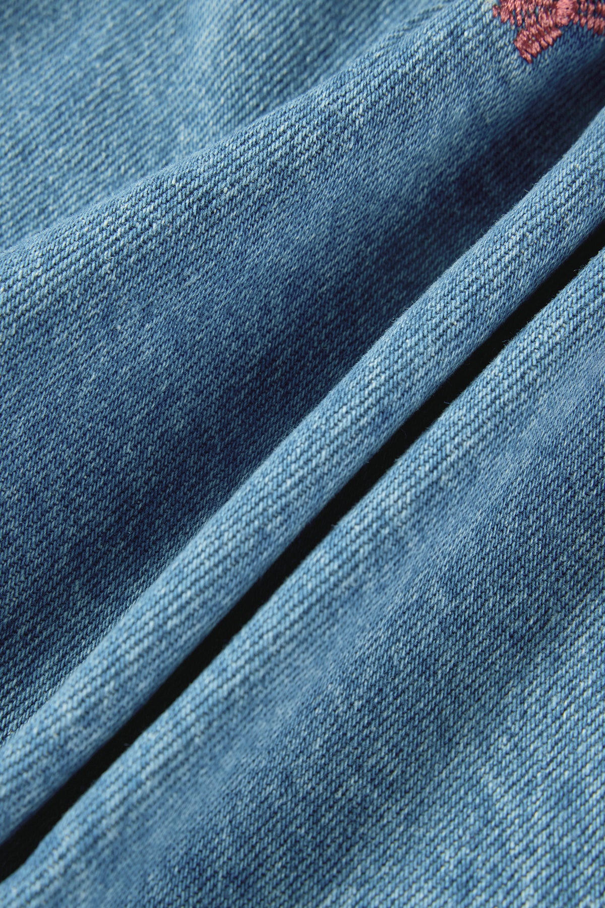 Bow Embroidered Denim Jumper Skirt Denim - Detail