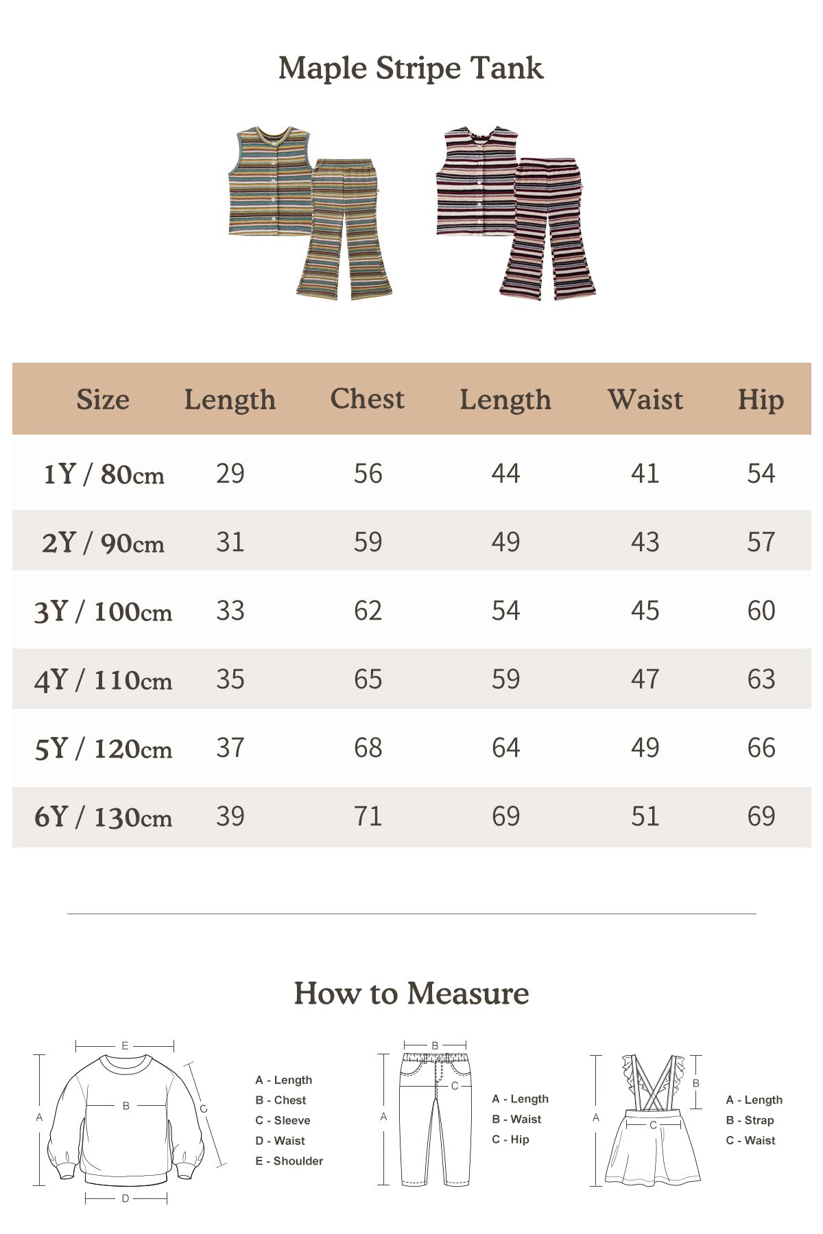 Maple Stripe Tank Plum Jam - Size Chart