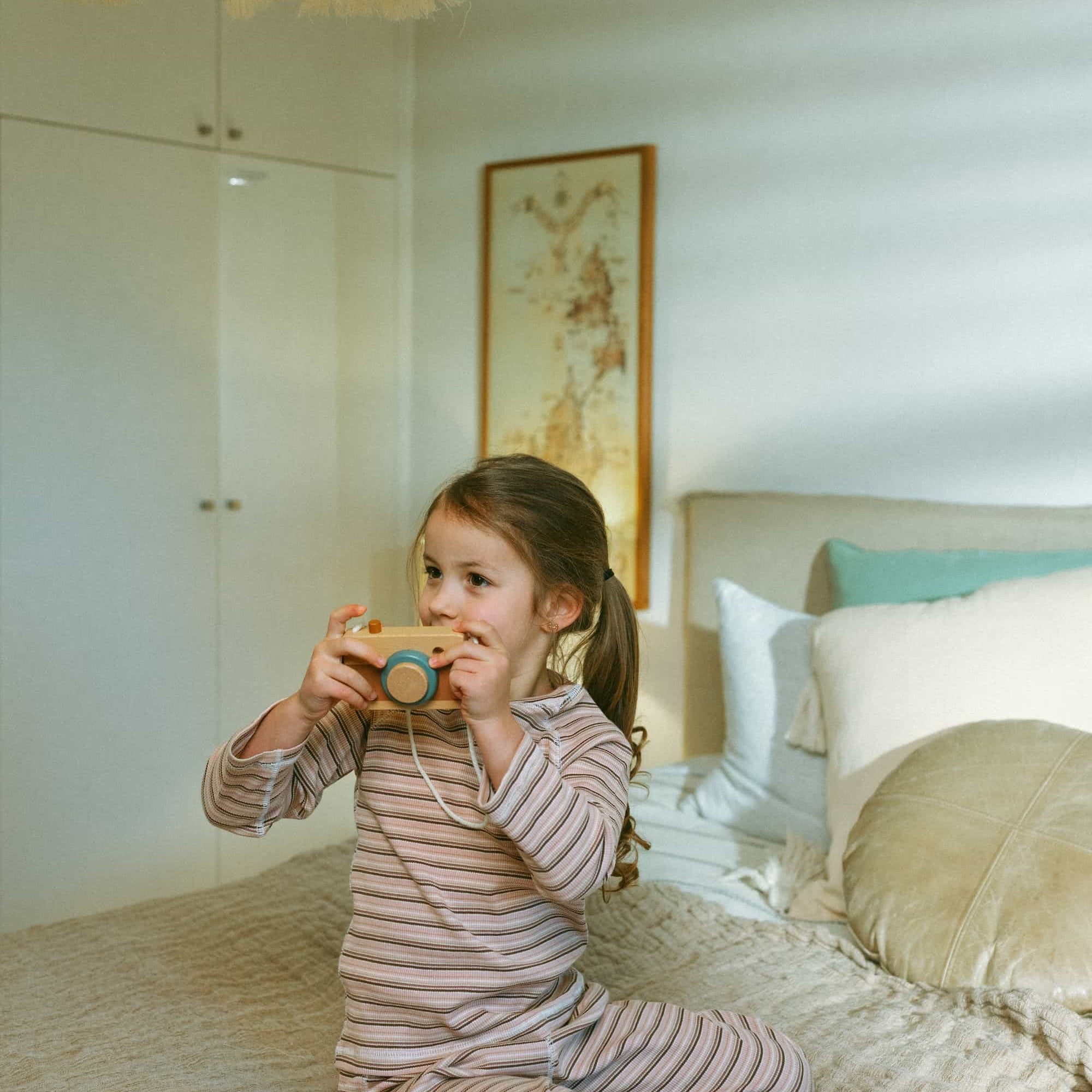 Rainbow Stripe Seamless Top Apricot - Model