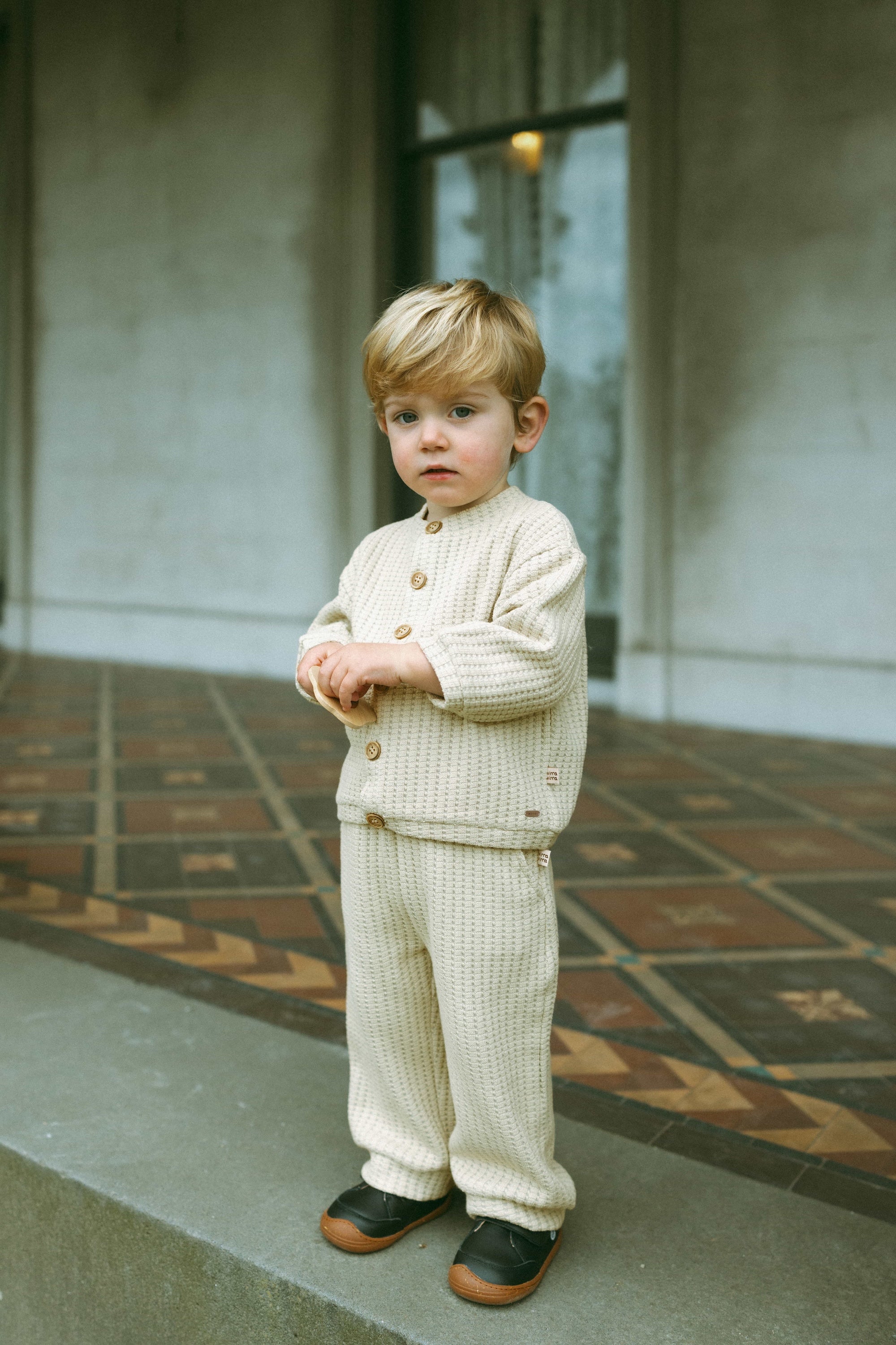 Softshell Waffle Sweatsuit Apricot - Model