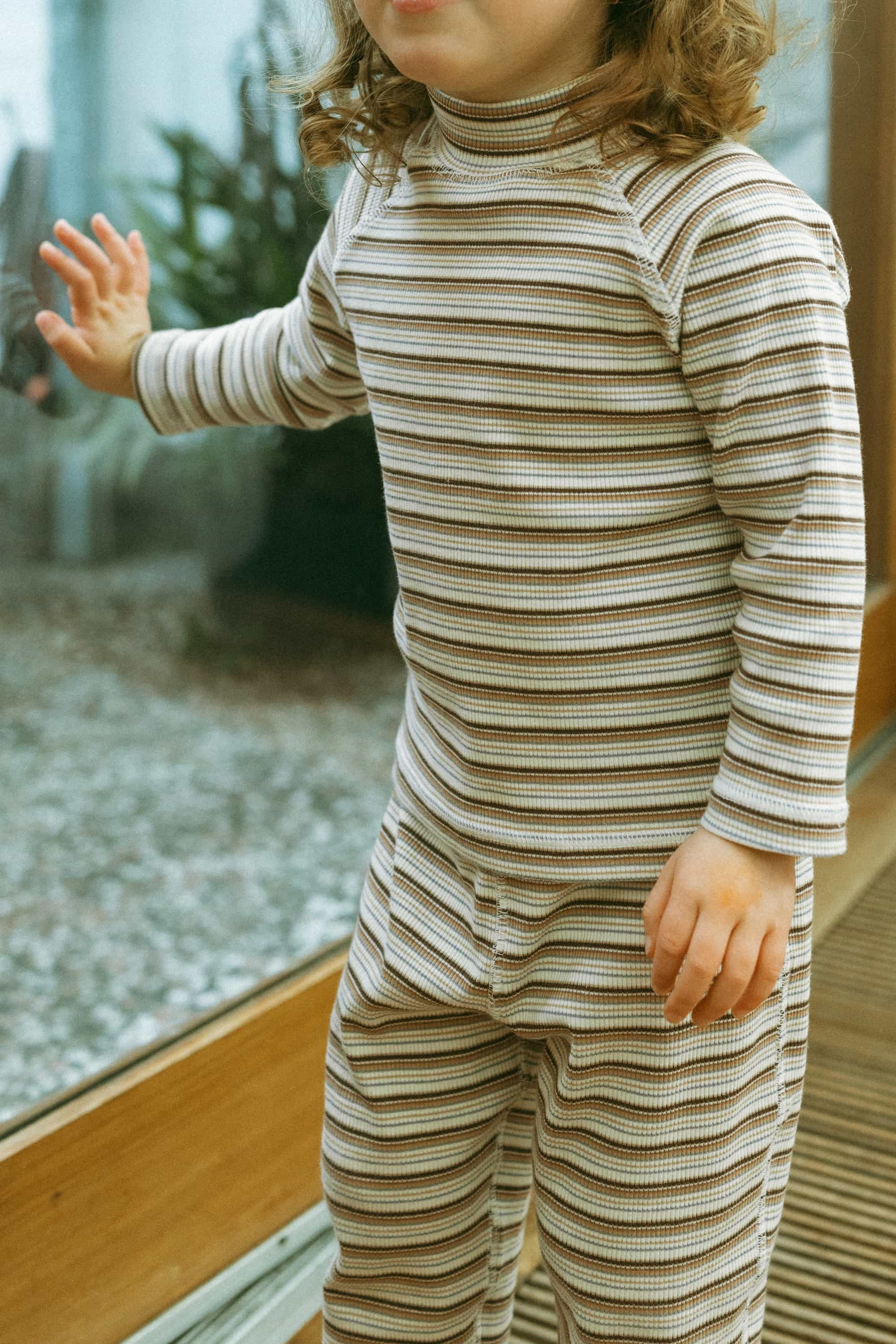 Rainbow Stripe Seamless Top Peach - Model
