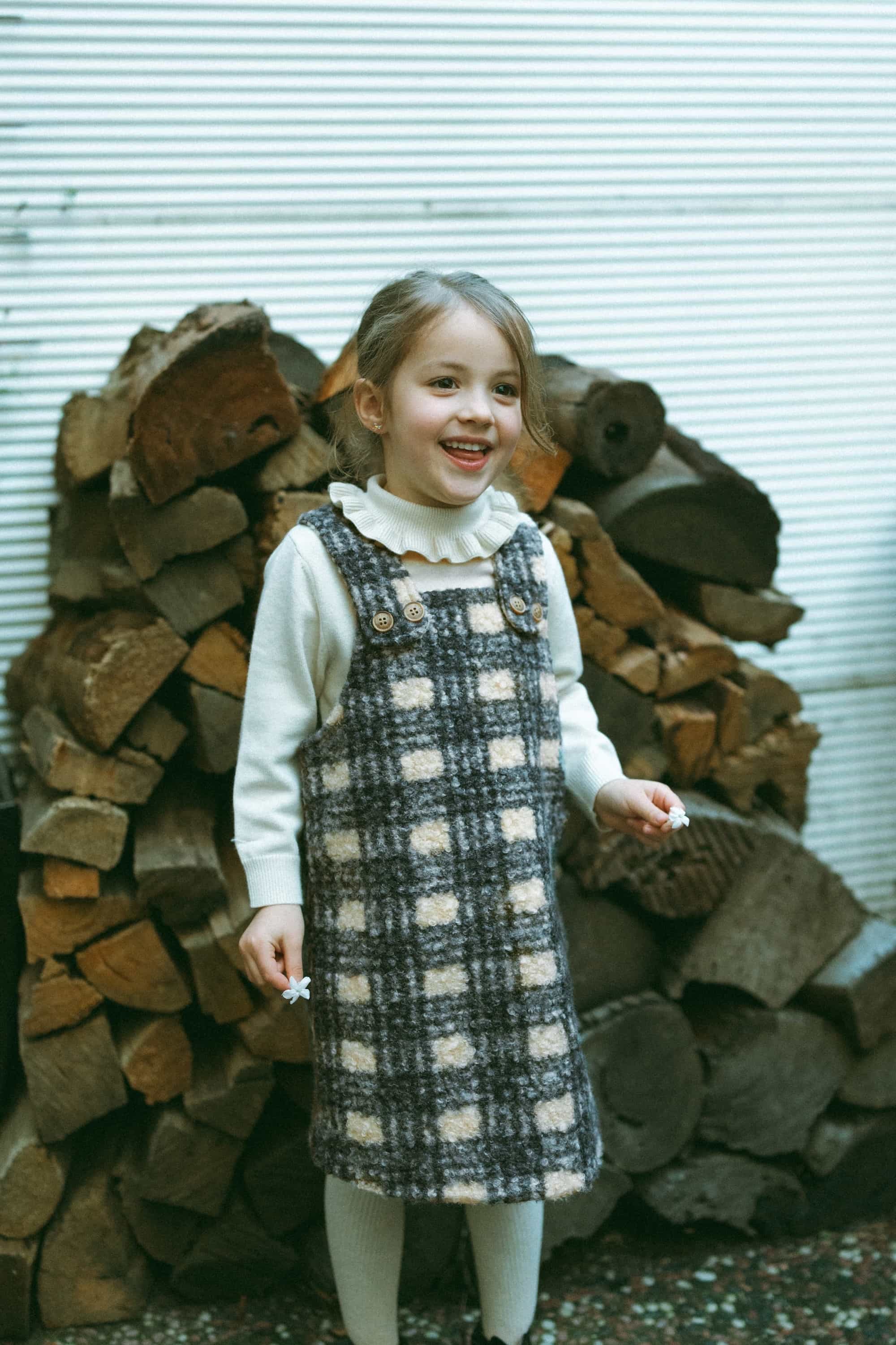Cozy Plaid Pocket Dress Plaid - Model