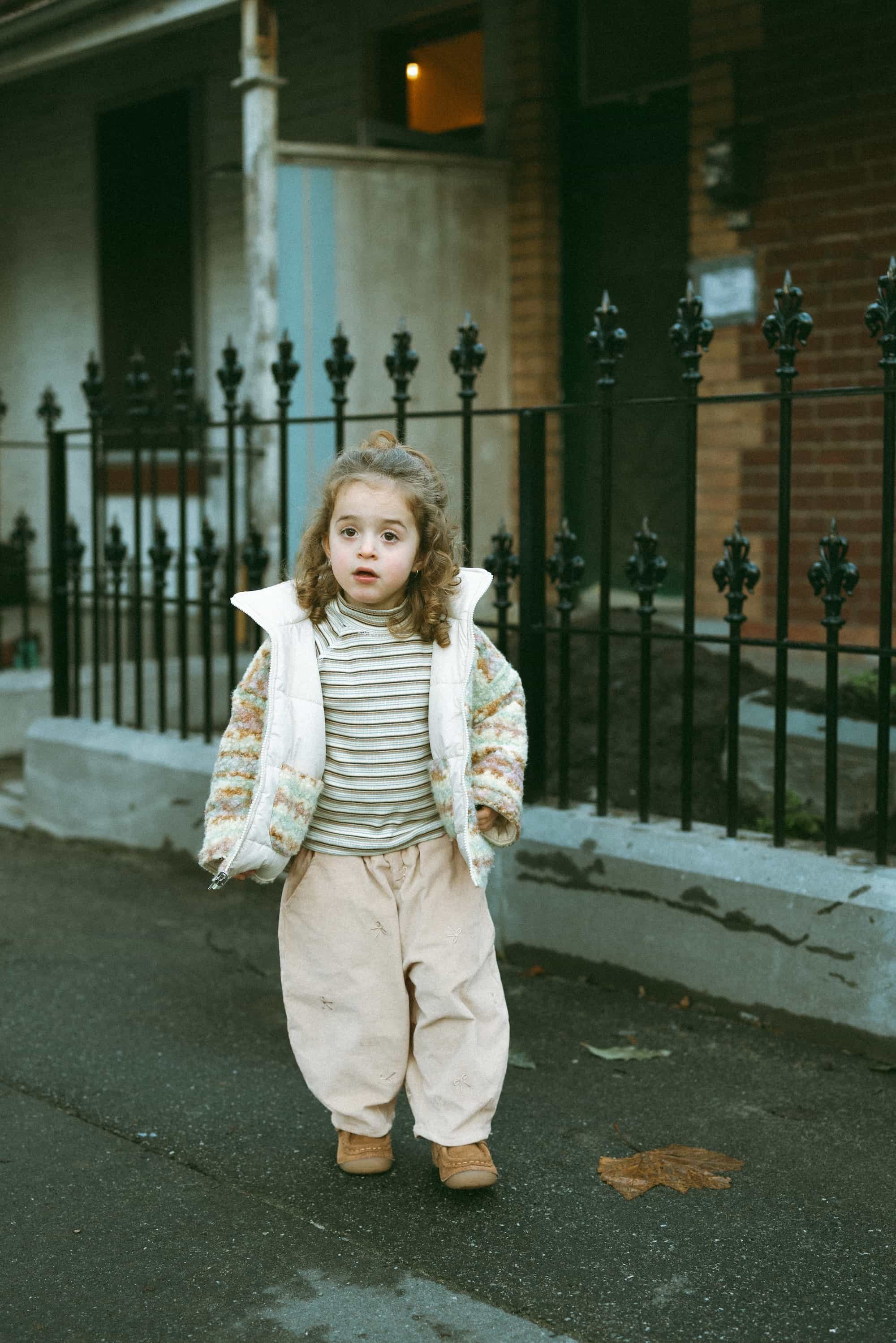 Embroidered Bow Balloon Pants Khaki - Model