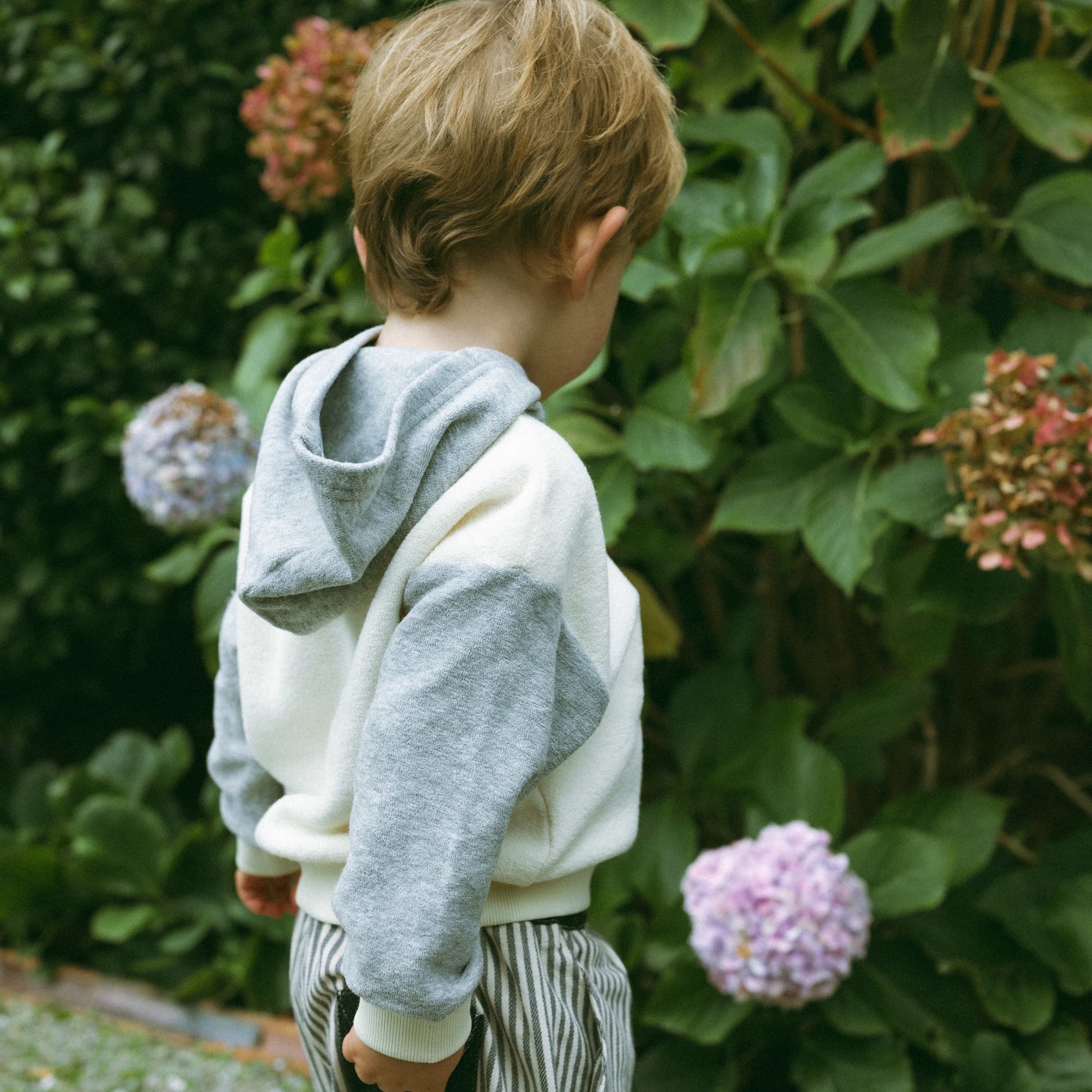 Teddy Fleece Hoodie Heather Grey - Model